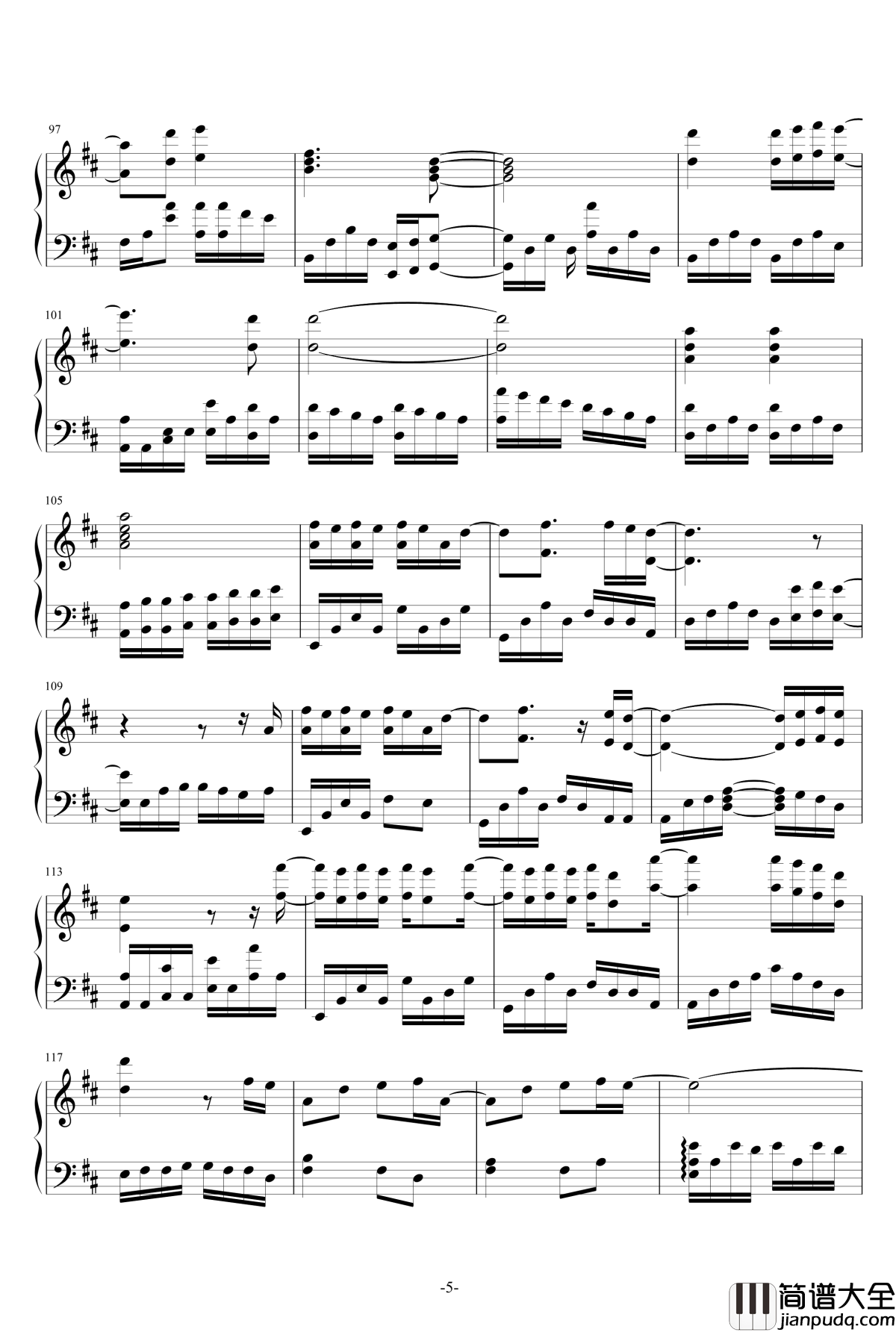 因为钢琴谱_演奏版_梁博