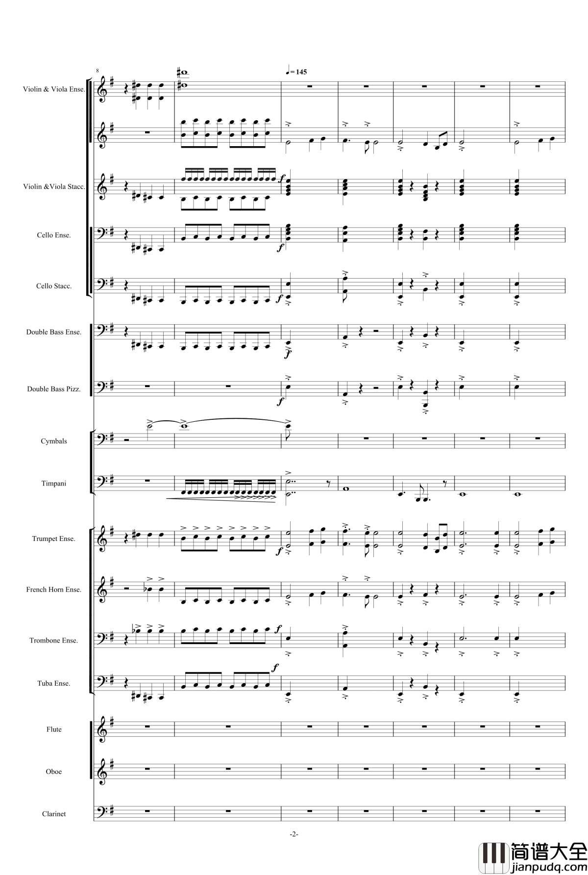 E小调第九交响曲钢琴谱_乐团大总谱_德沃夏克