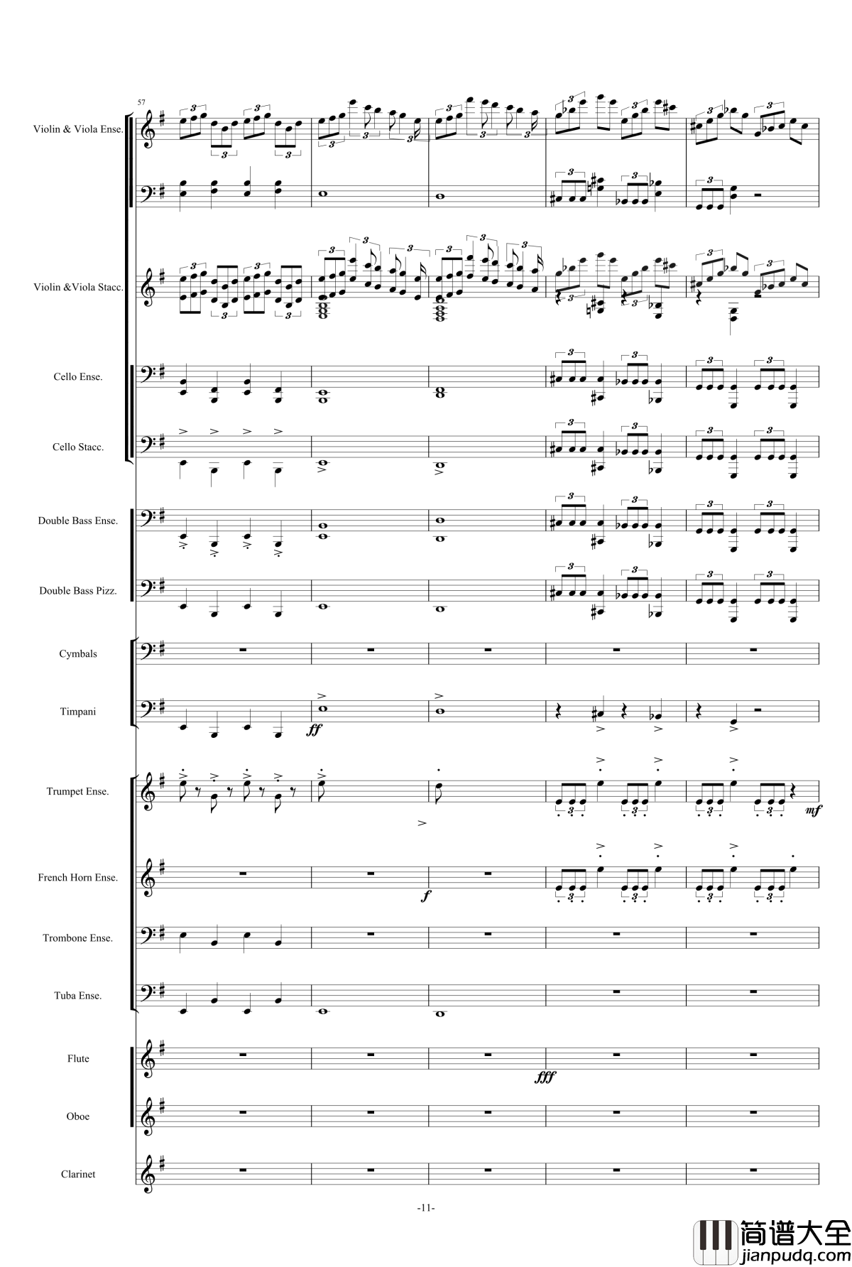 E小调第九交响曲钢琴谱_乐团大总谱_德沃夏克