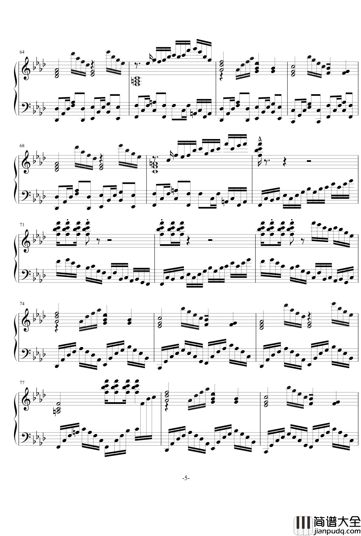 超越曾经钢琴谱_回首_北平乐师