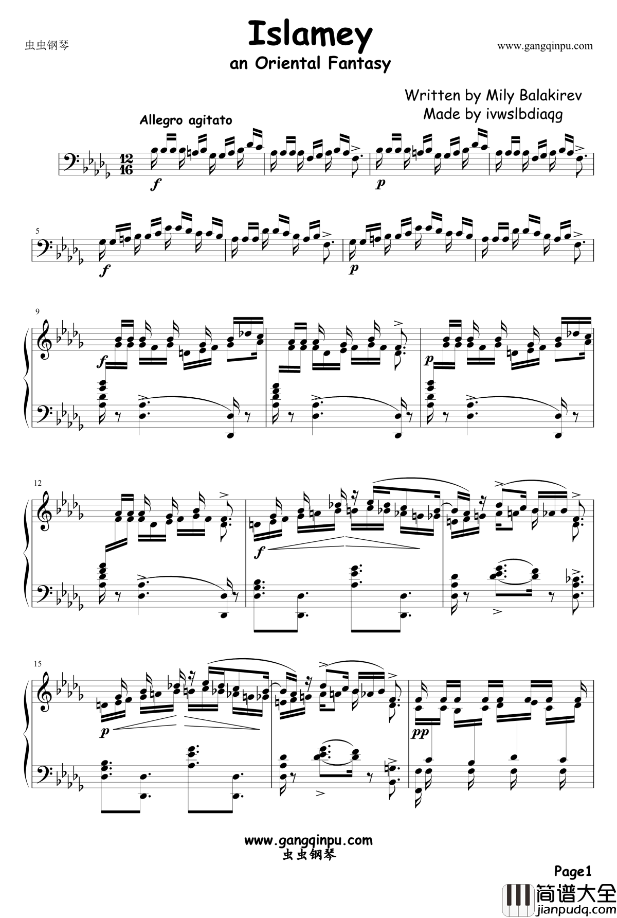 伊斯拉美钢琴谱_Mily_Balakirev
