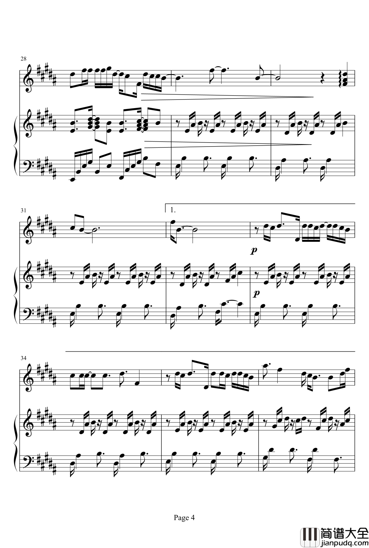 爱疯了钢琴谱_戴佩妮