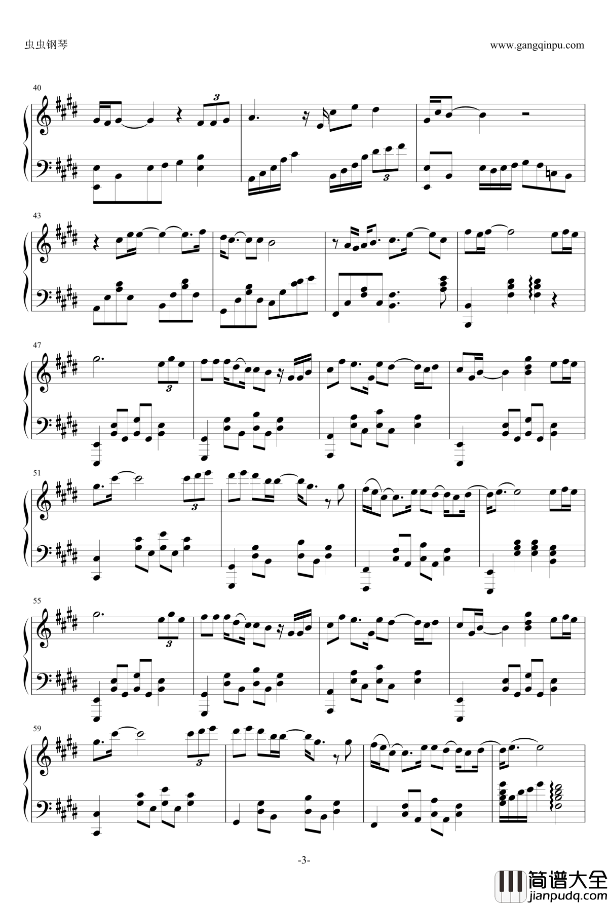 想你的夜钢琴独奏钢琴谱_金龙鱼版_关喆