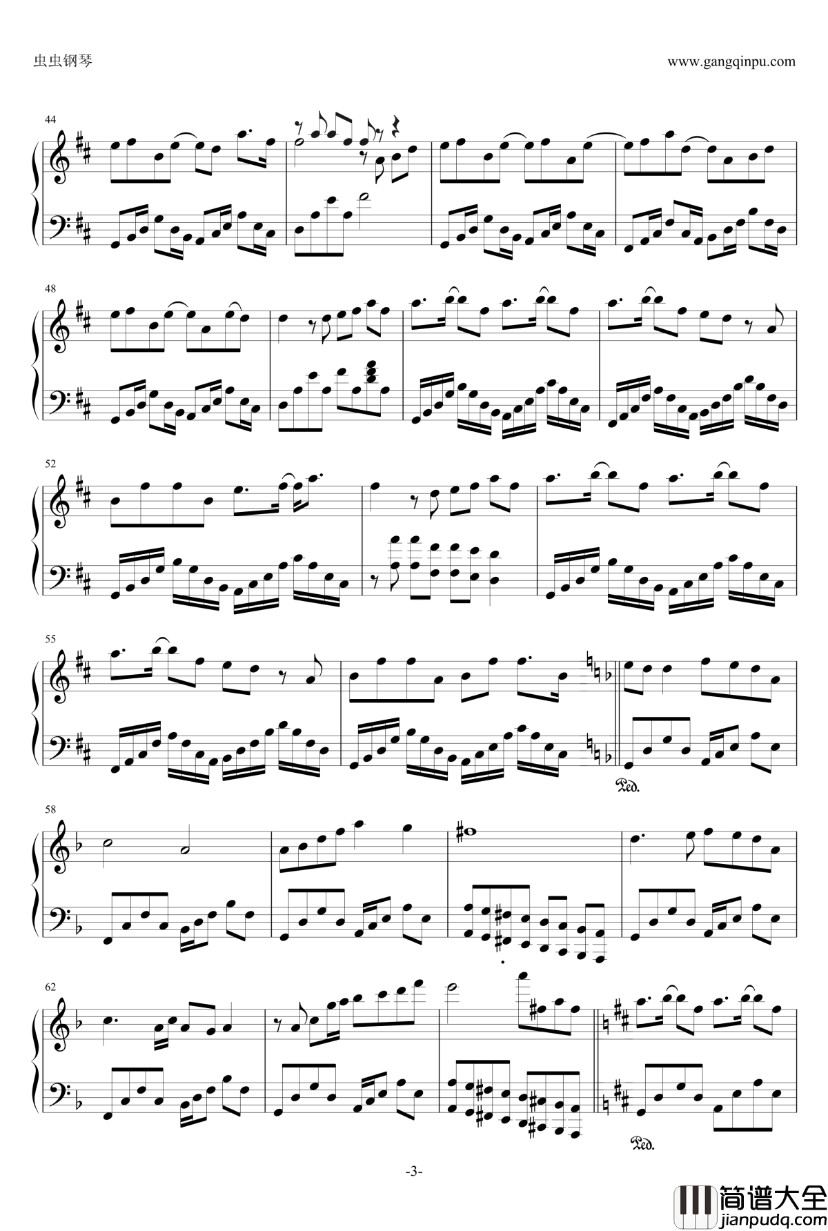 年轮钢琴谱_原版钢琴独奏金龙鱼_张碧晨