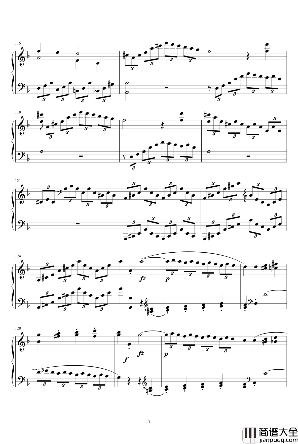 F大调奏鸣曲钢琴谱_莫扎特