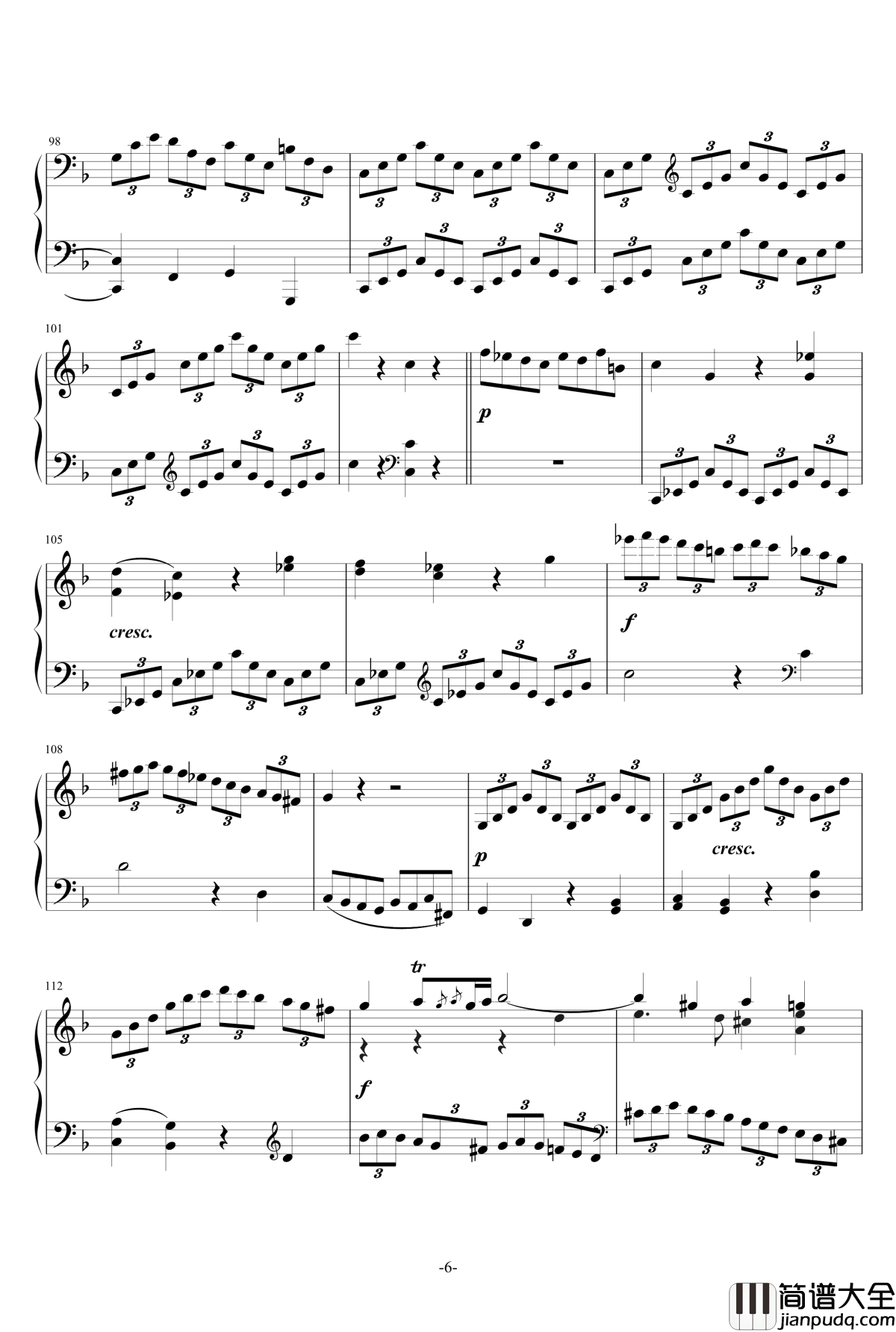 F大调奏鸣曲钢琴谱_莫扎特