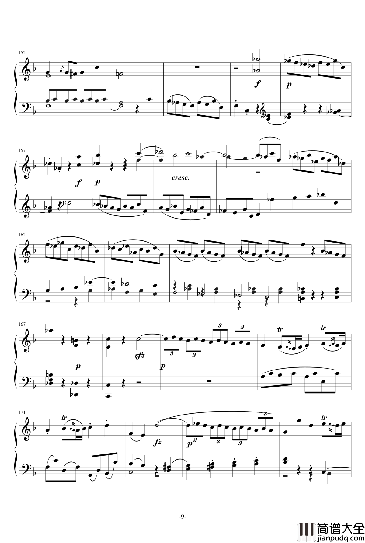 F大调奏鸣曲钢琴谱_莫扎特