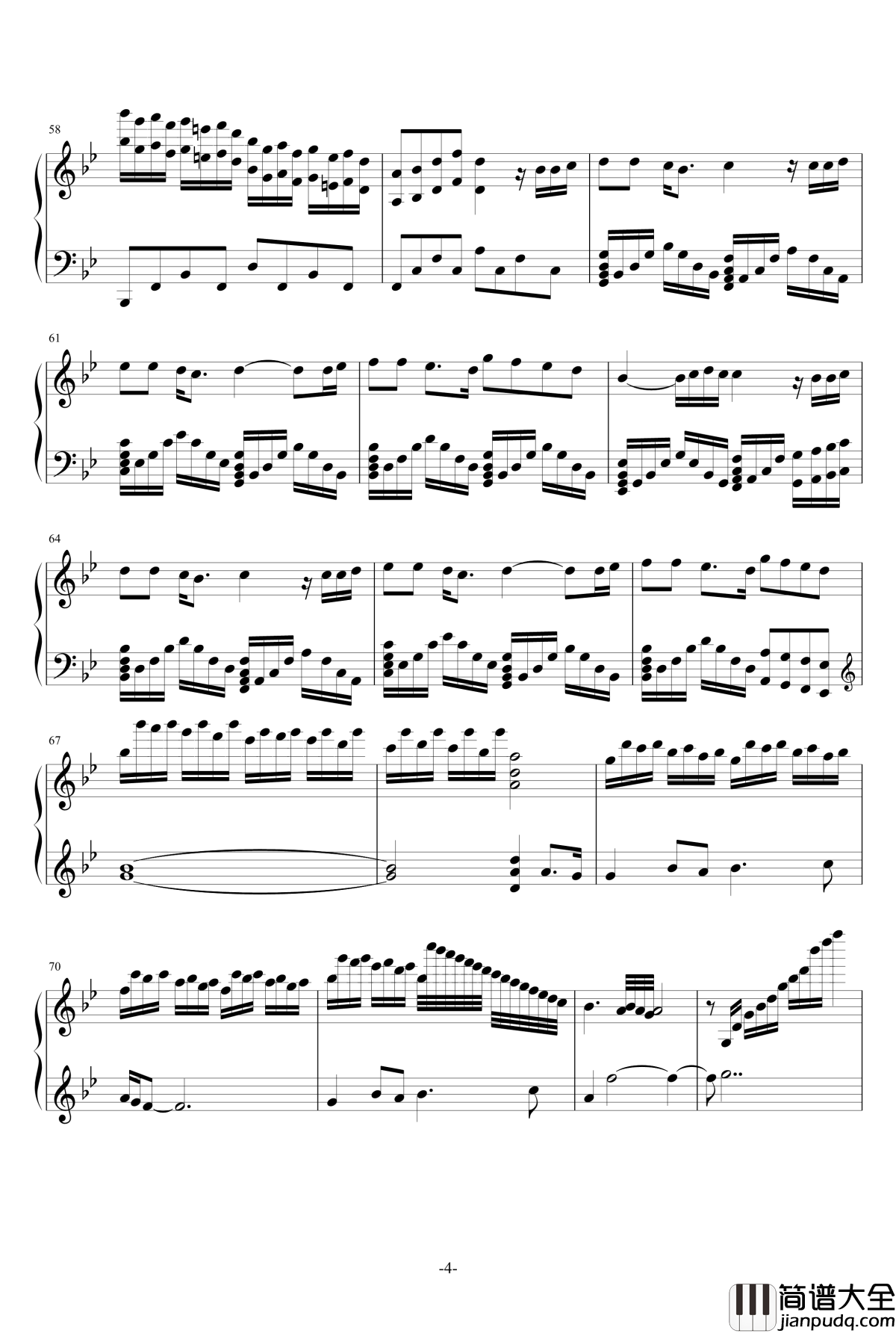 一千个伤心的理由钢琴谱_金龙鱼_张学友