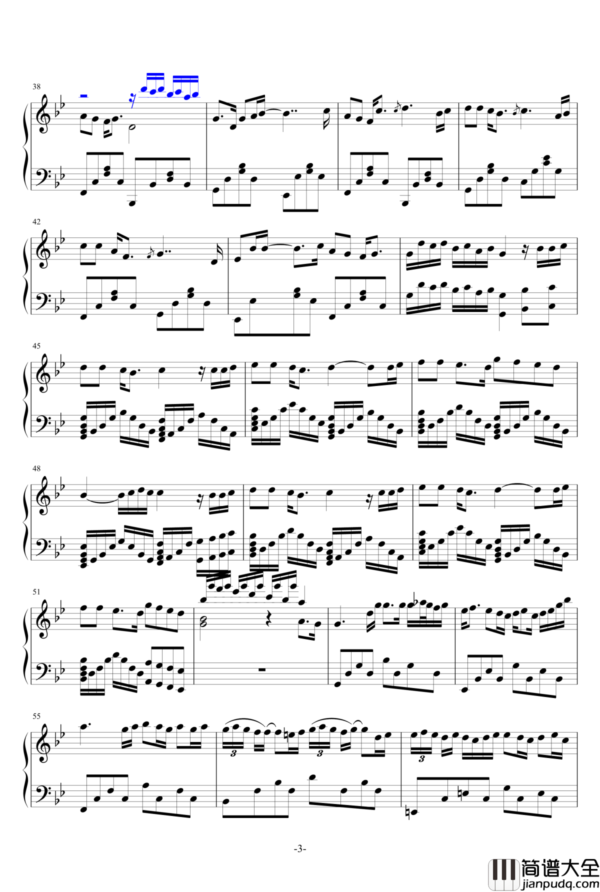 一千个伤心的理由钢琴谱_金龙鱼_张学友