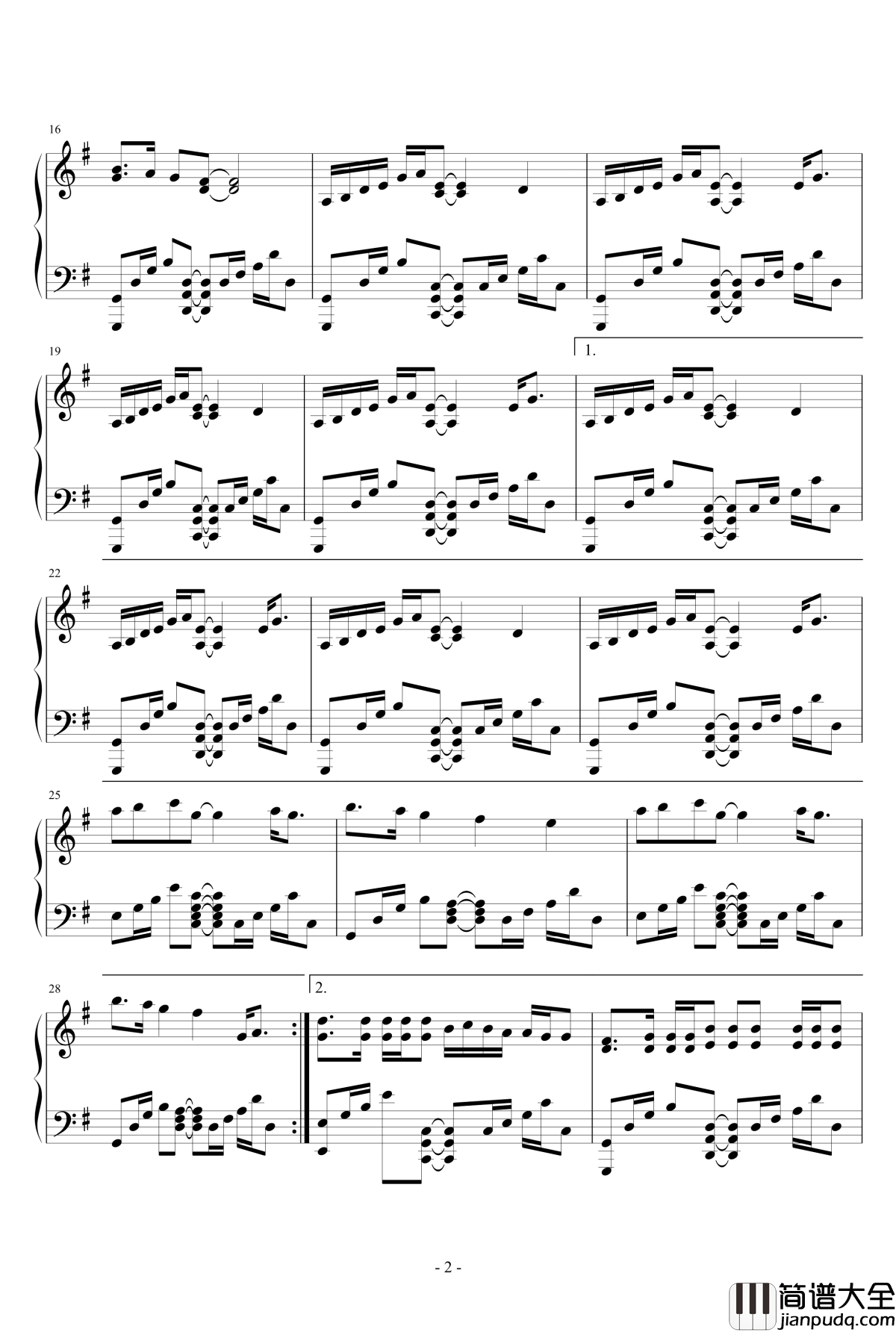 自由的代价钢琴谱_最终幻想