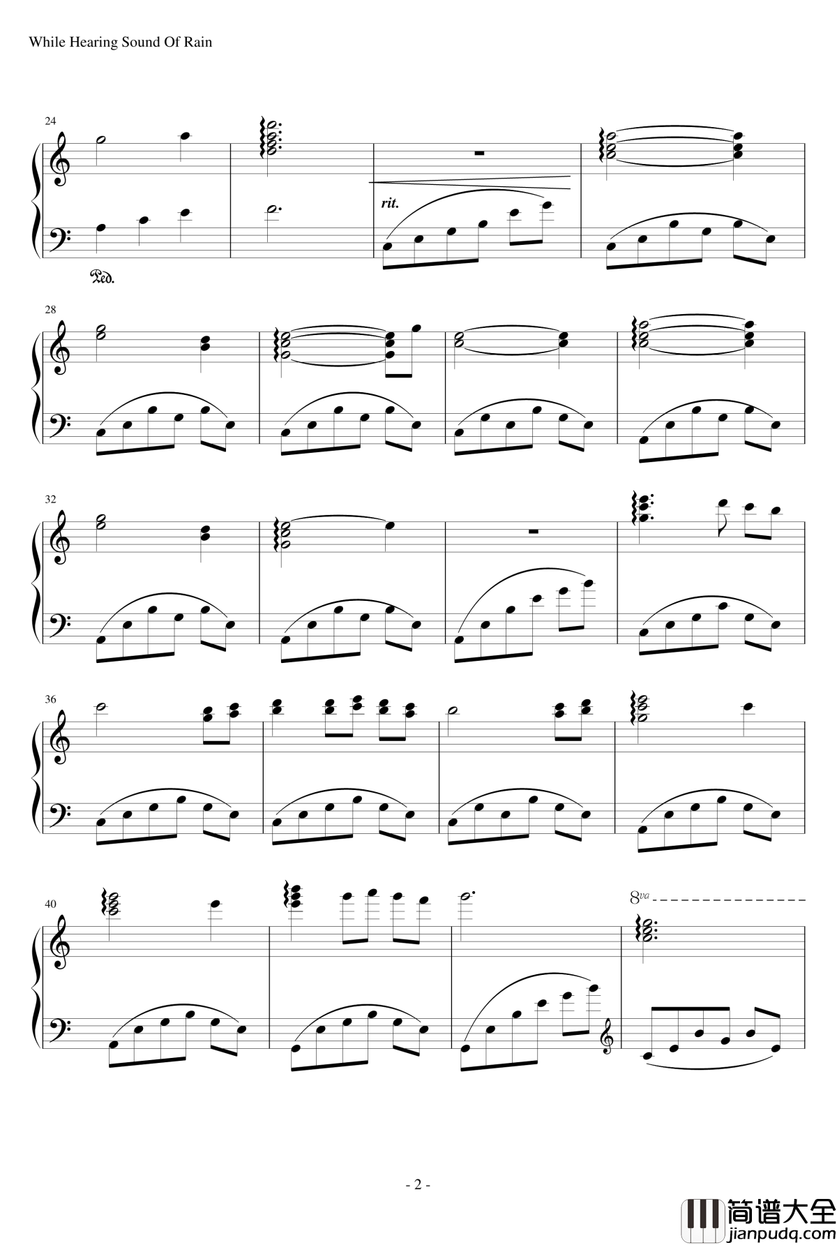 While_Hearing_Sound_Of_Rain钢琴谱_言叶之庭