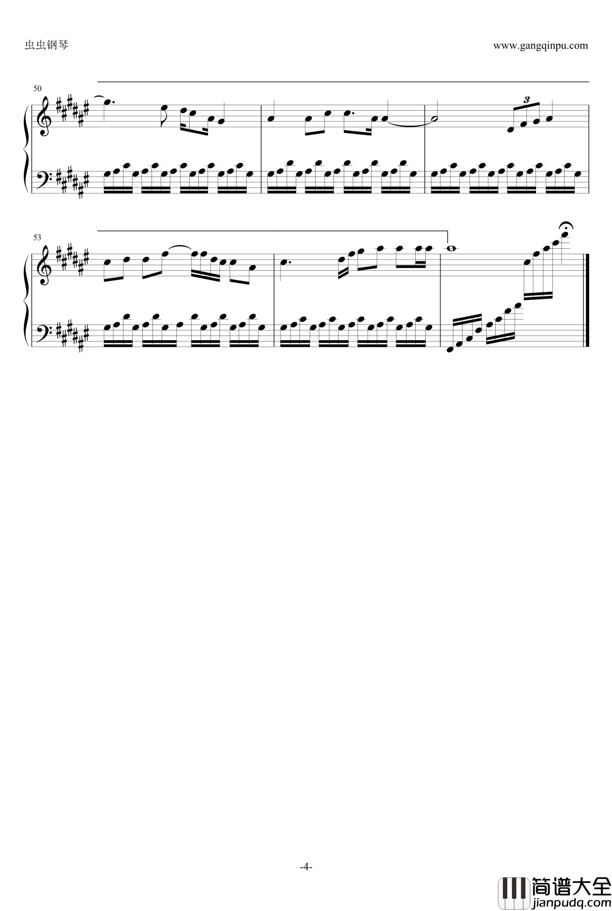 吻别钢琴独奏钢琴谱_金龙鱼_张学友