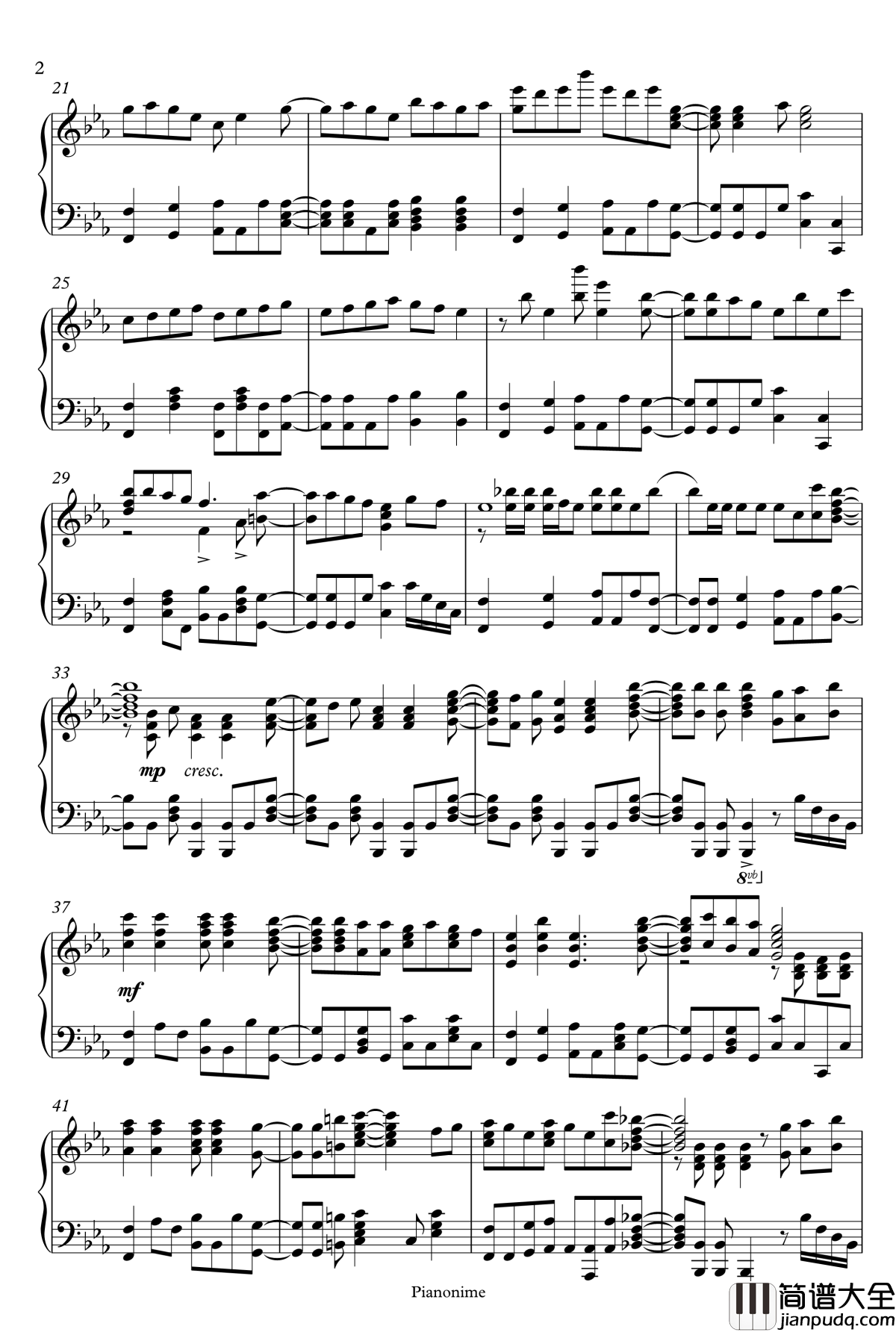 白日梦咖啡店钢琴谱_DayDream_Cafe_Pianonime