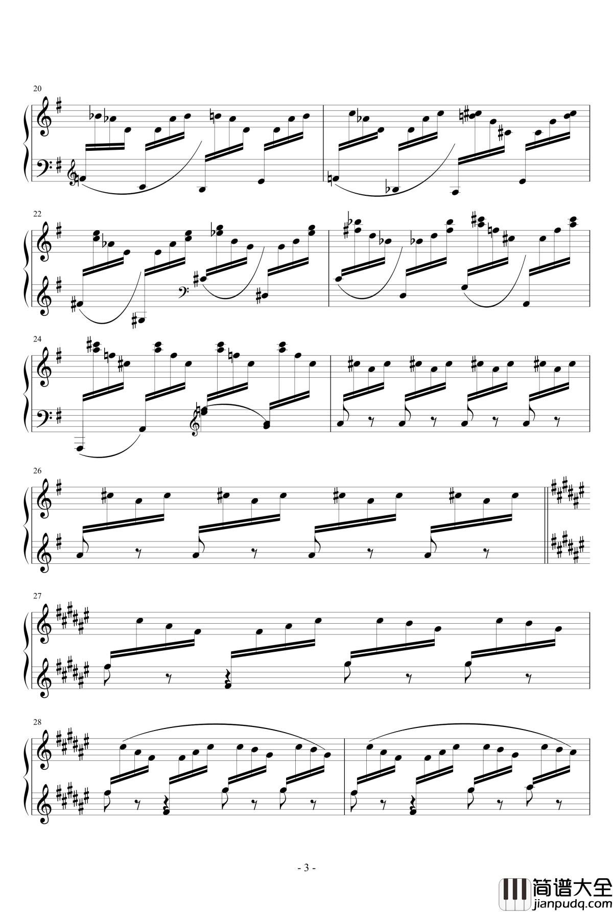 雨中花园钢琴谱_德彪西