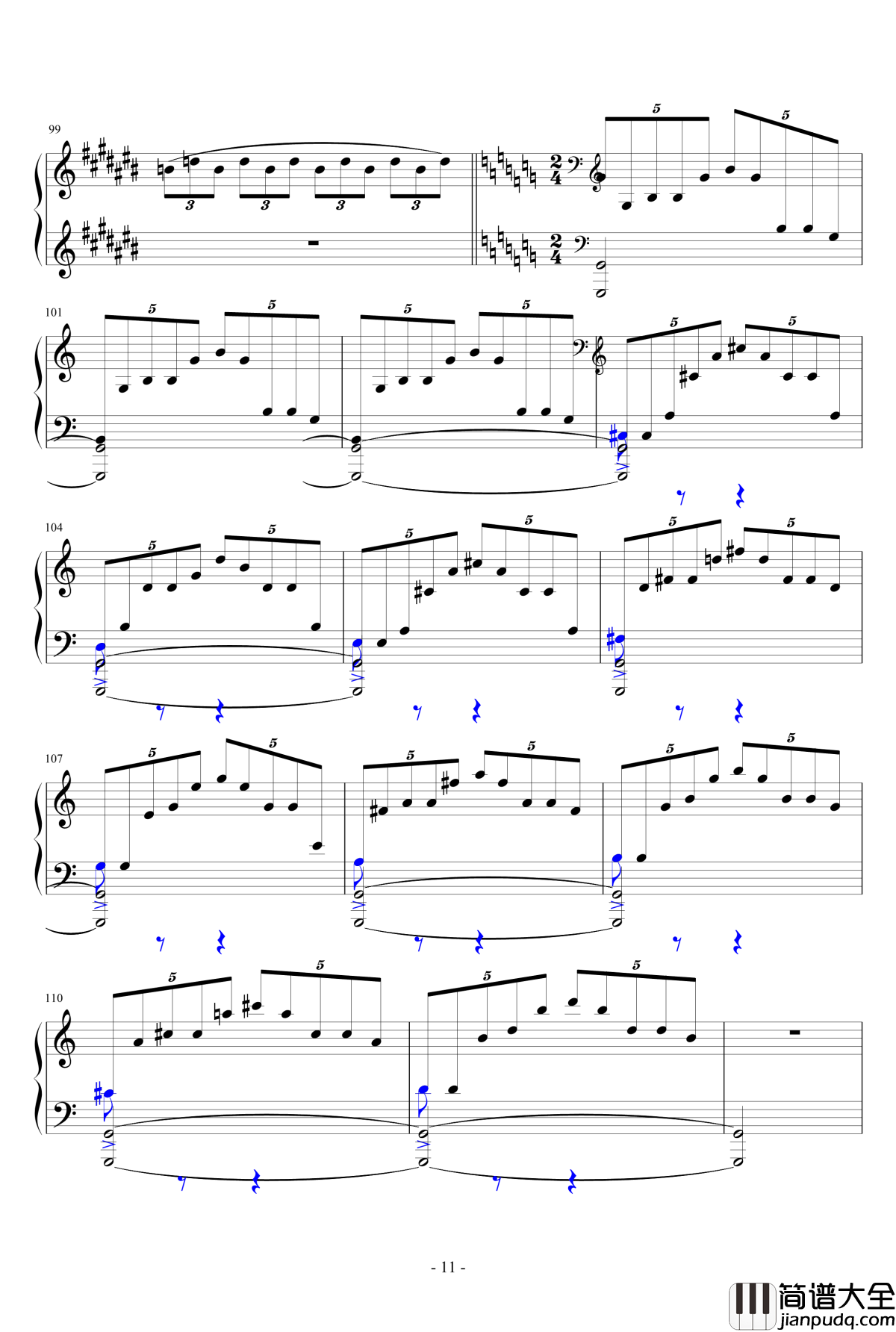 雨中花园钢琴谱_德彪西