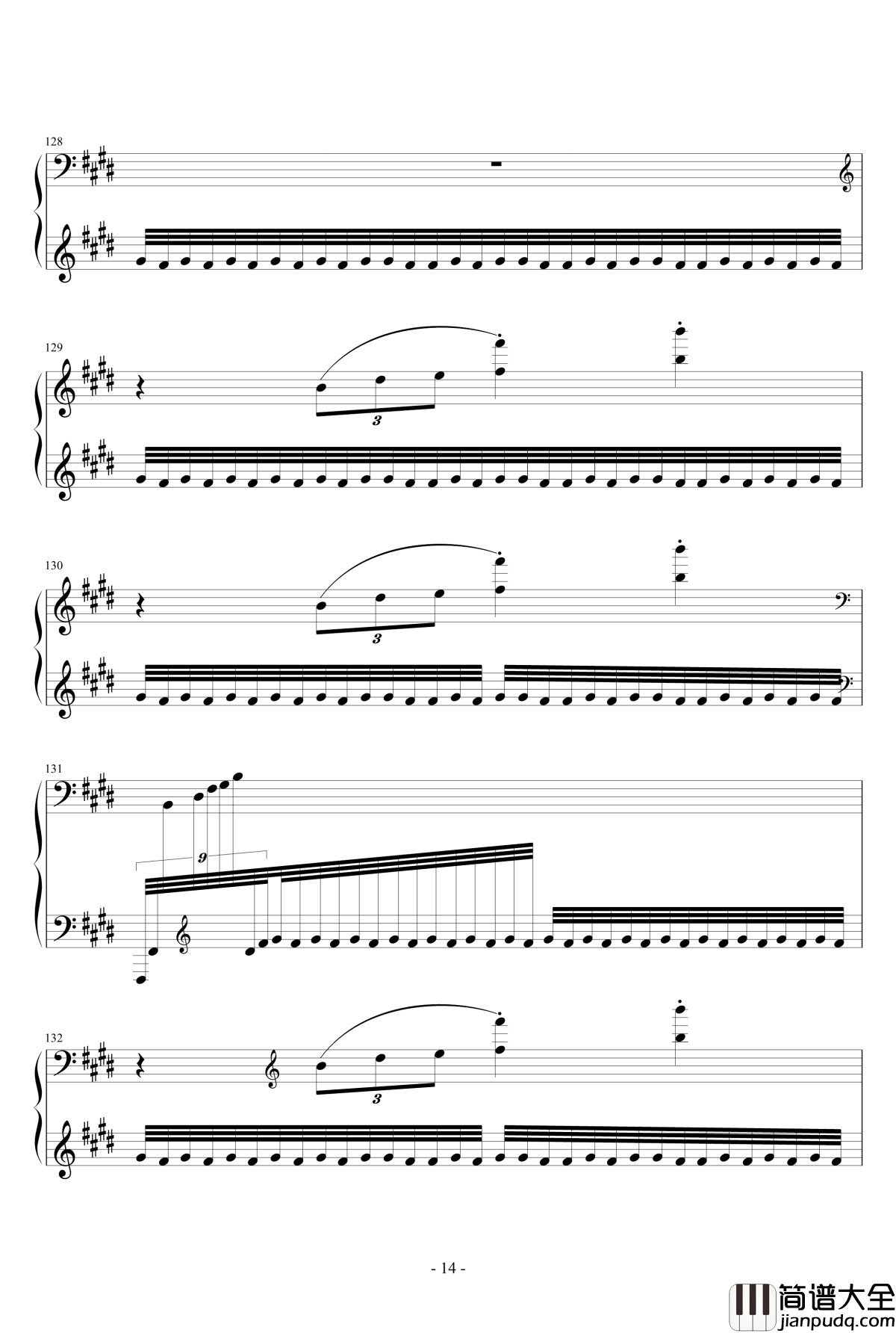 雨中花园钢琴谱_德彪西