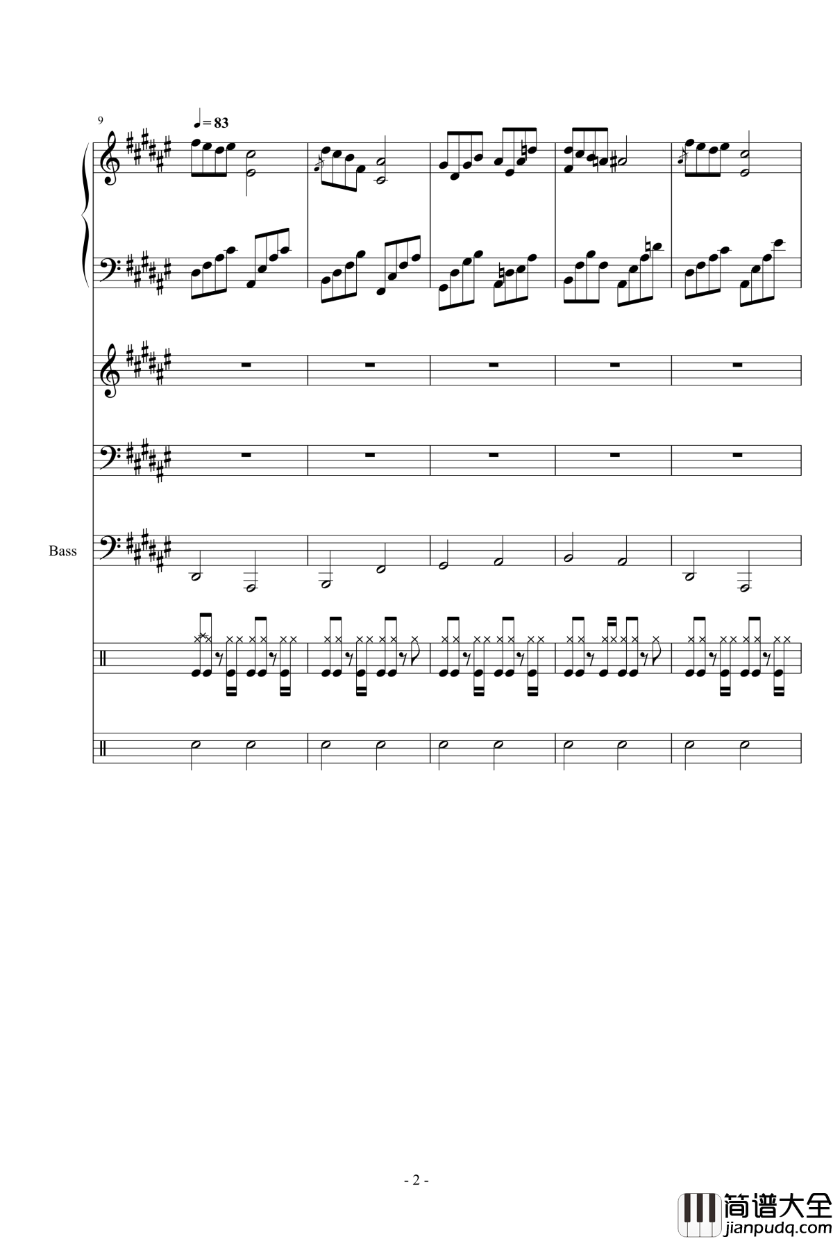 雨萧兮君再叹钢琴谱_总谱_Dollman