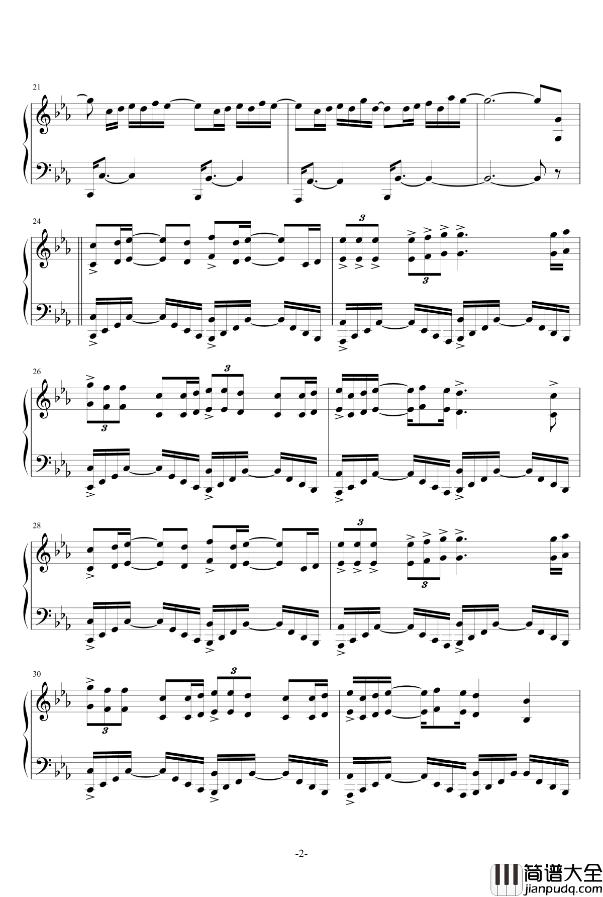 国殇钢琴谱_完整版_黑白灰丶