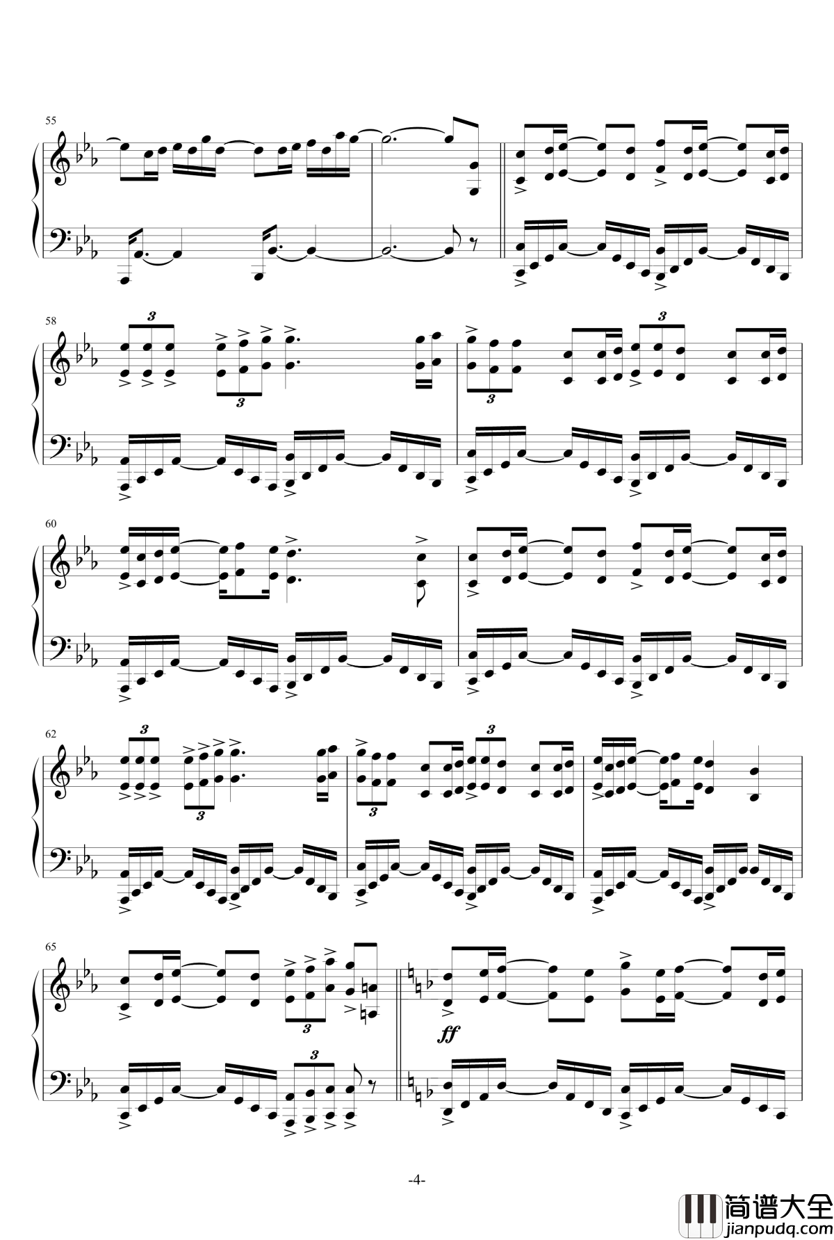 国殇钢琴谱_完整版_黑白灰丶