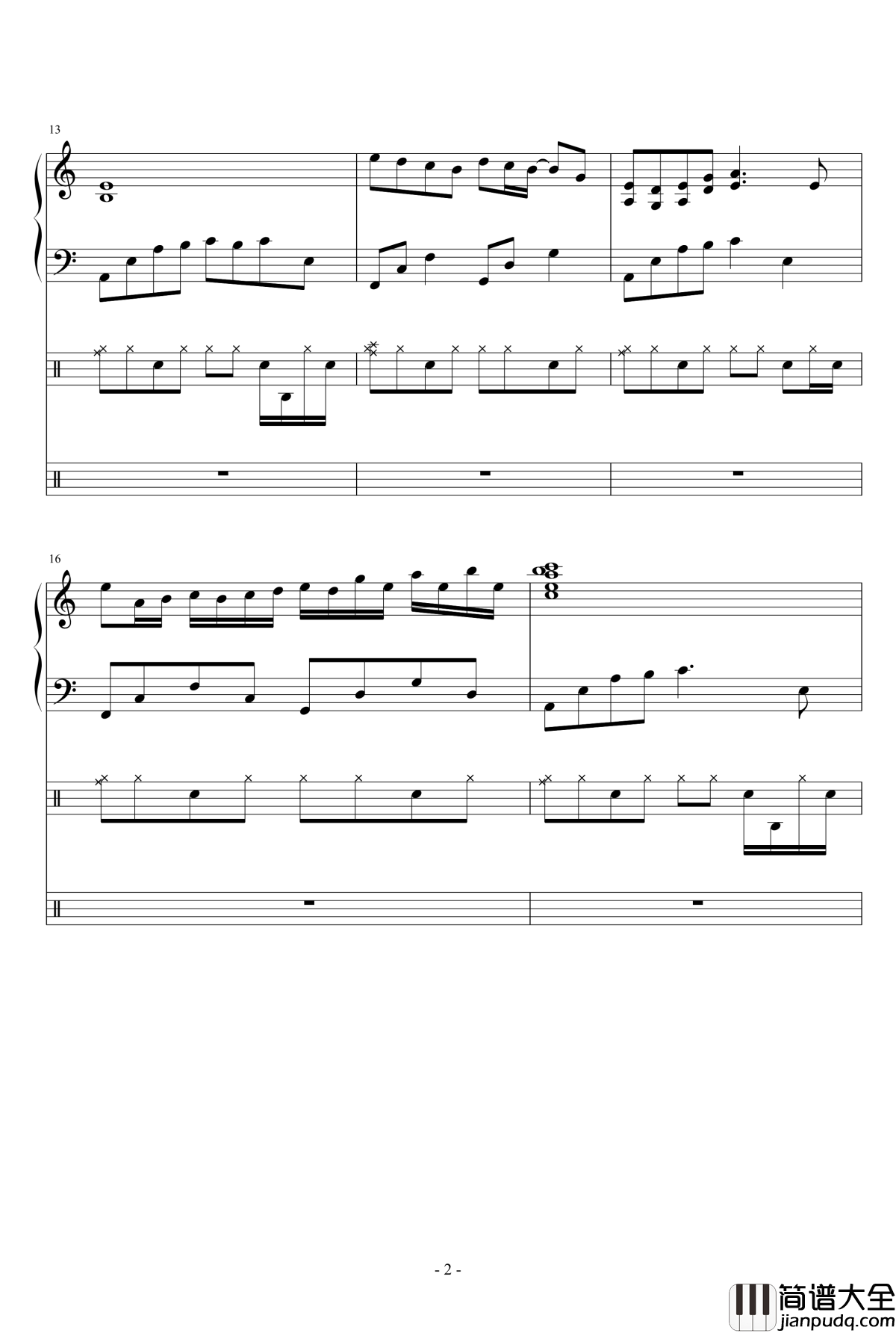 午后的随想钢琴谱_总谱_Ydolem