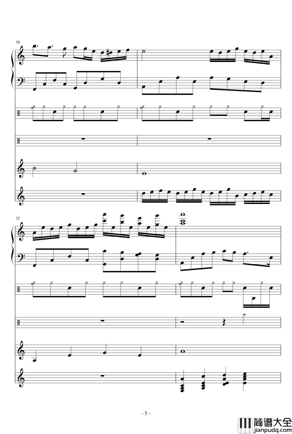 午后的随想钢琴谱_总谱_Ydolem