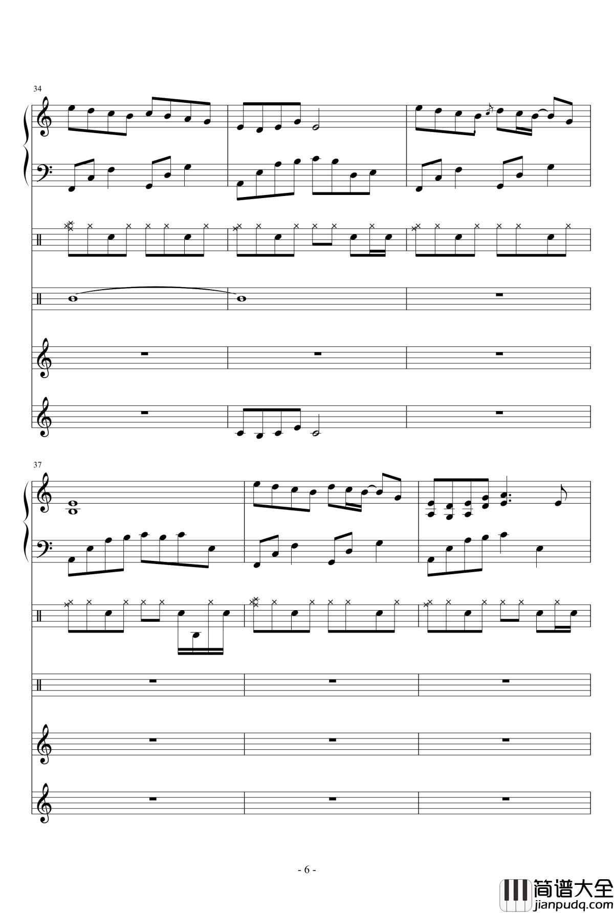 午后的随想钢琴谱_总谱_Ydolem