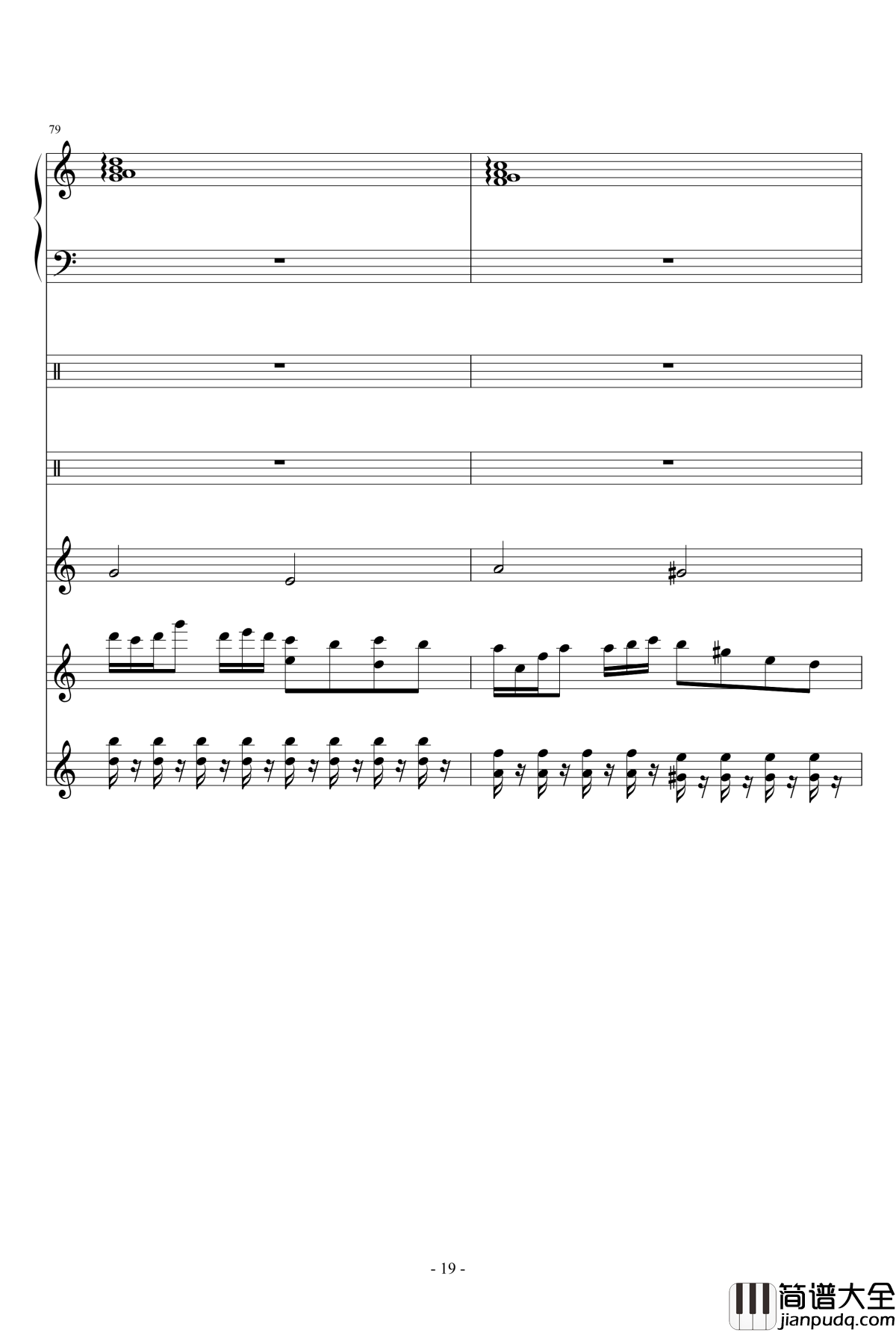 午后的随想钢琴谱_总谱_Ydolem