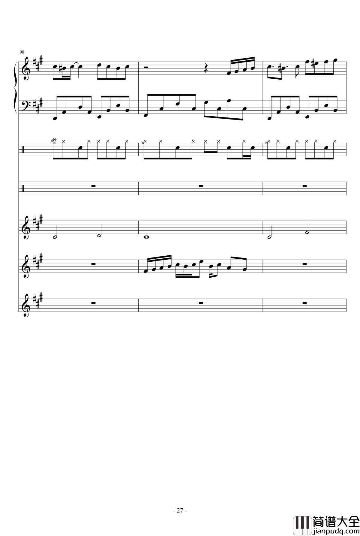 午后的随想钢琴谱_总谱_Ydolem