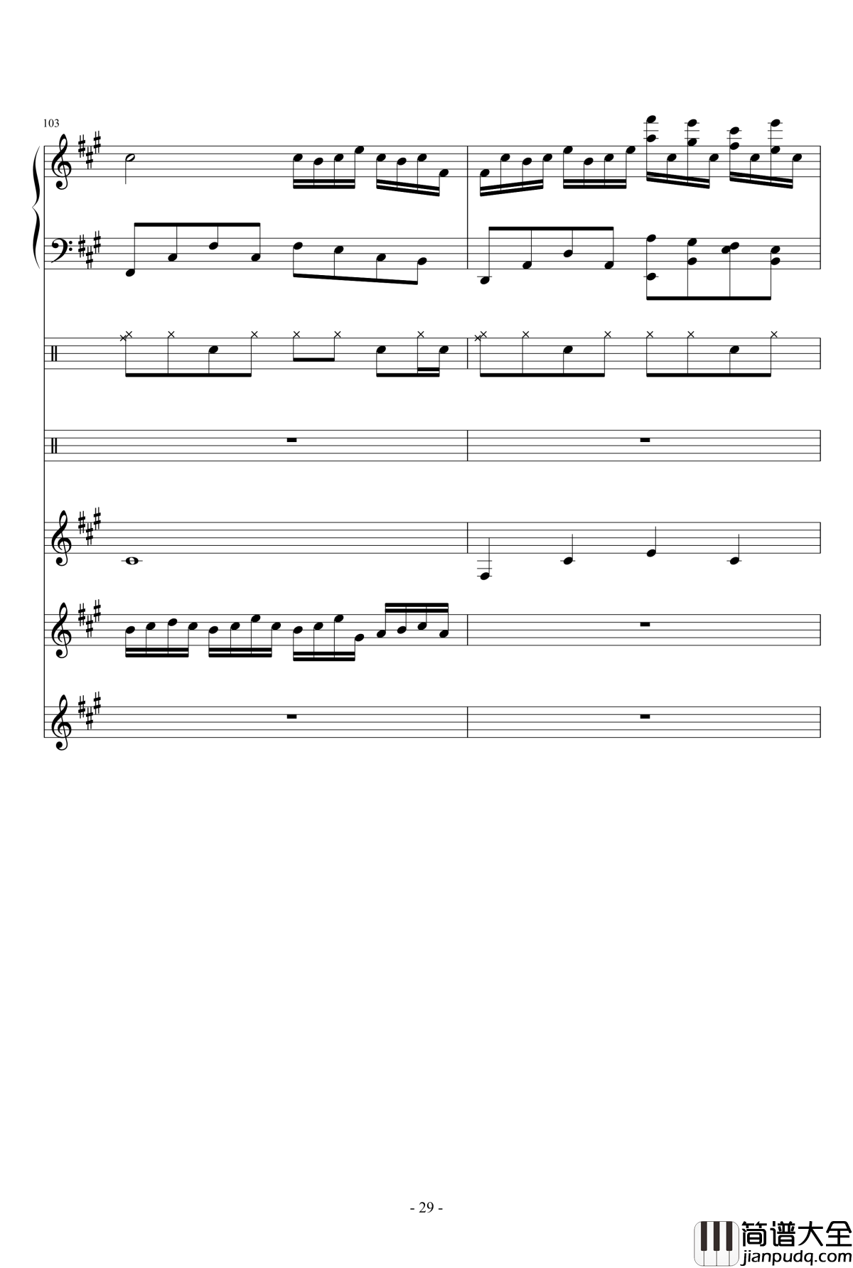 午后的随想钢琴谱_总谱_Ydolem