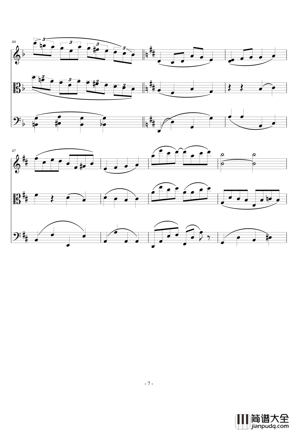 弦乐小品钢琴谱_nyride_D大调