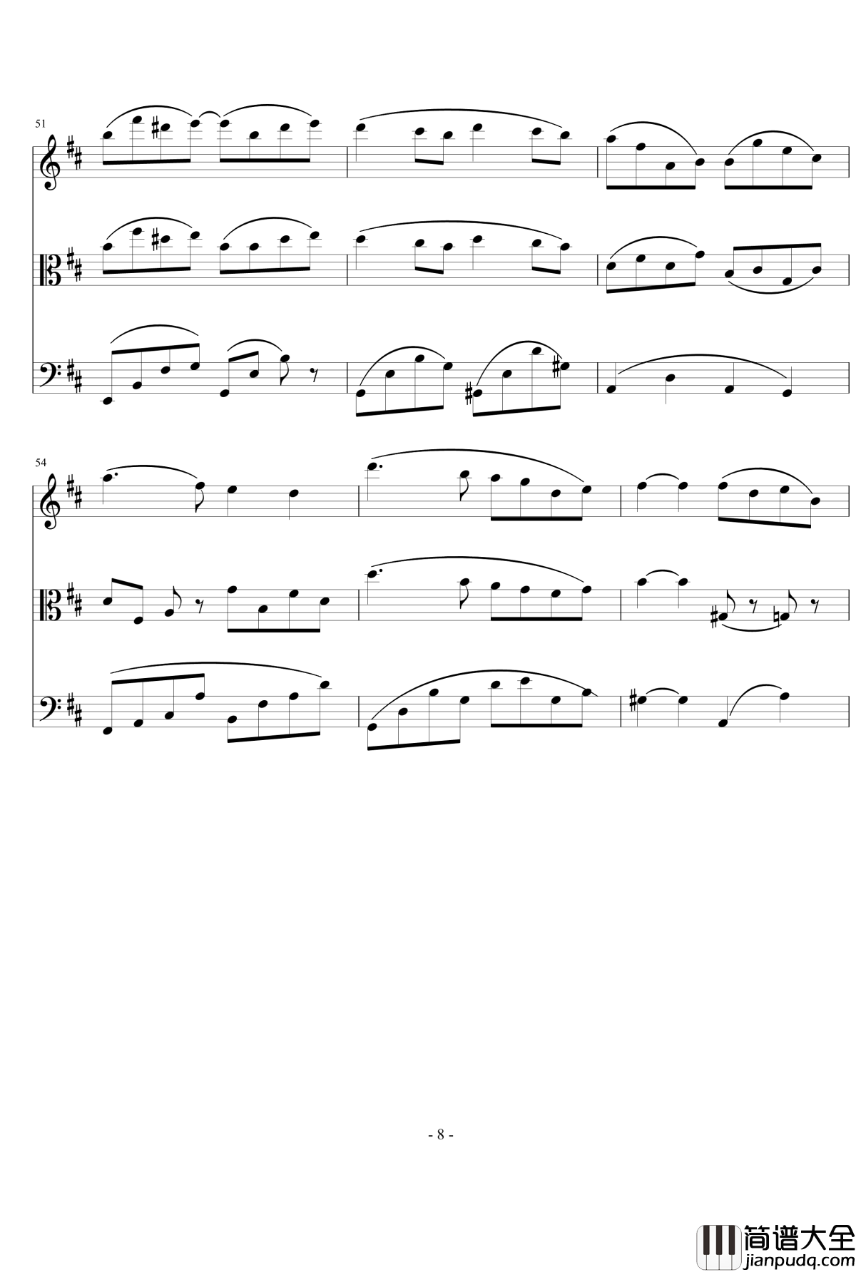 弦乐小品钢琴谱_nyride_D大调