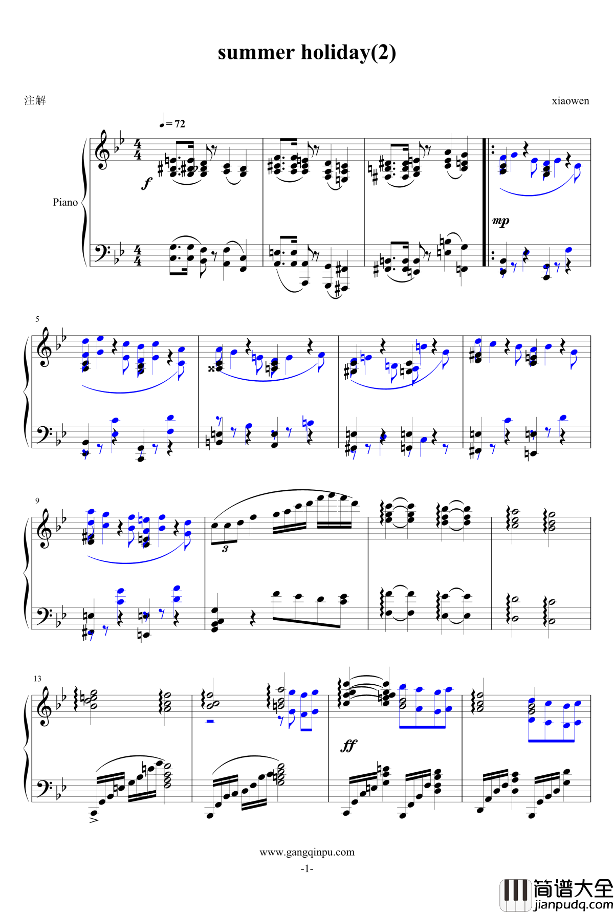 summer_holiday_2钢琴谱_一个球