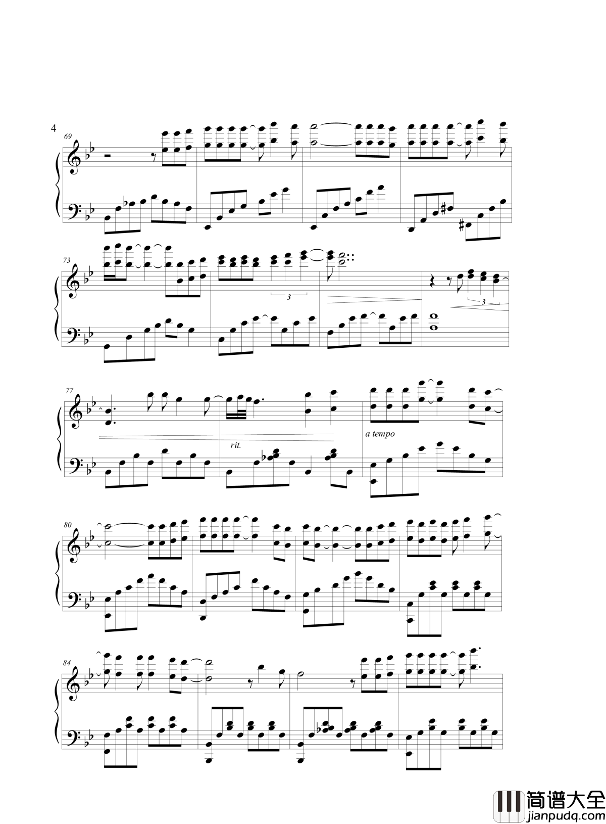 你最珍贵钢琴谱_张学友