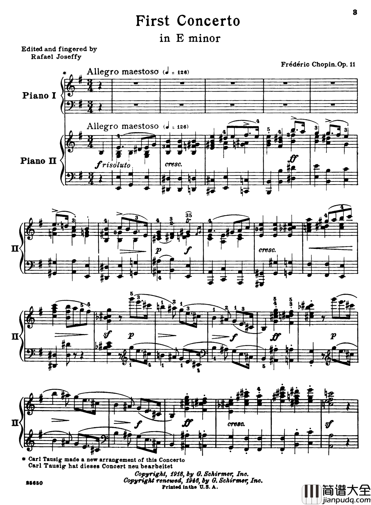 肖邦第一钢琴协奏曲钢琴谱_肖邦