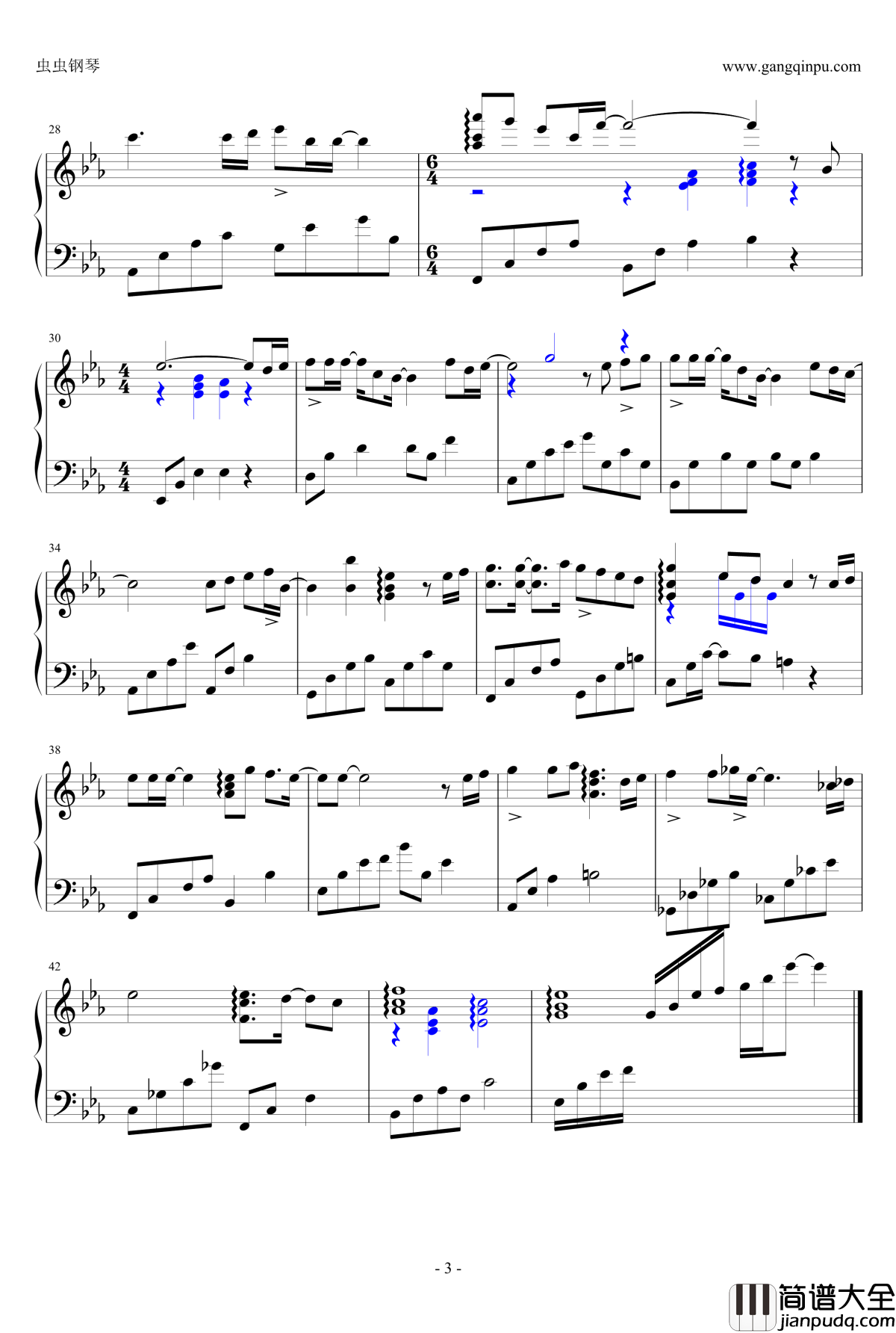 蓝色生死恋钢琴谱_未命名钢琴曲