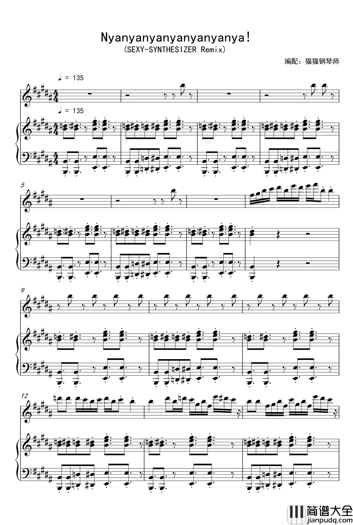Nyanyanyanyanyanyanya!_钢琴谱_SEXY_SYNTHESIZER_remix_Nyan_Cat