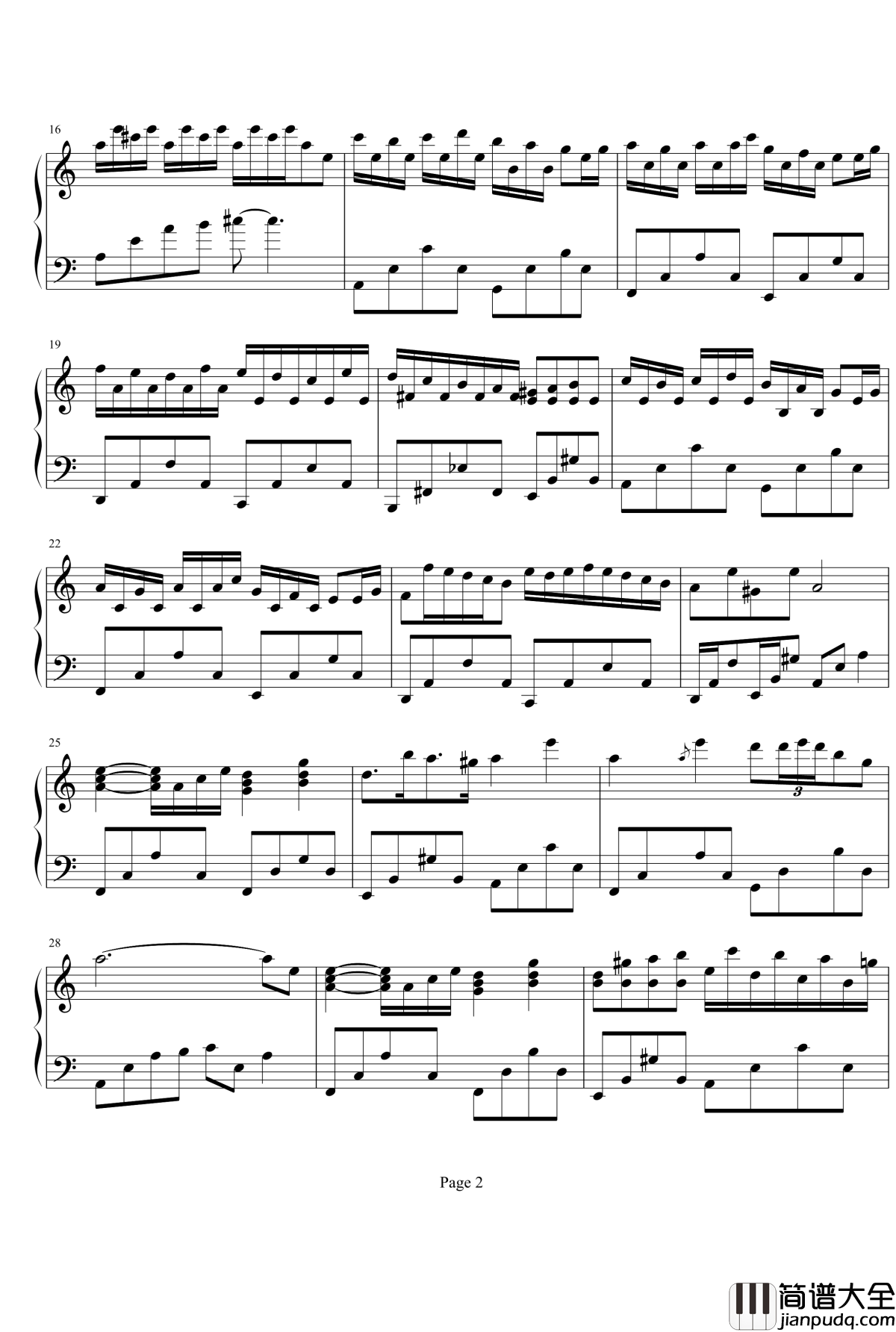 Flower_Dance钢琴谱_C调钢琴独奏简易唯美版_DJ_Okawari