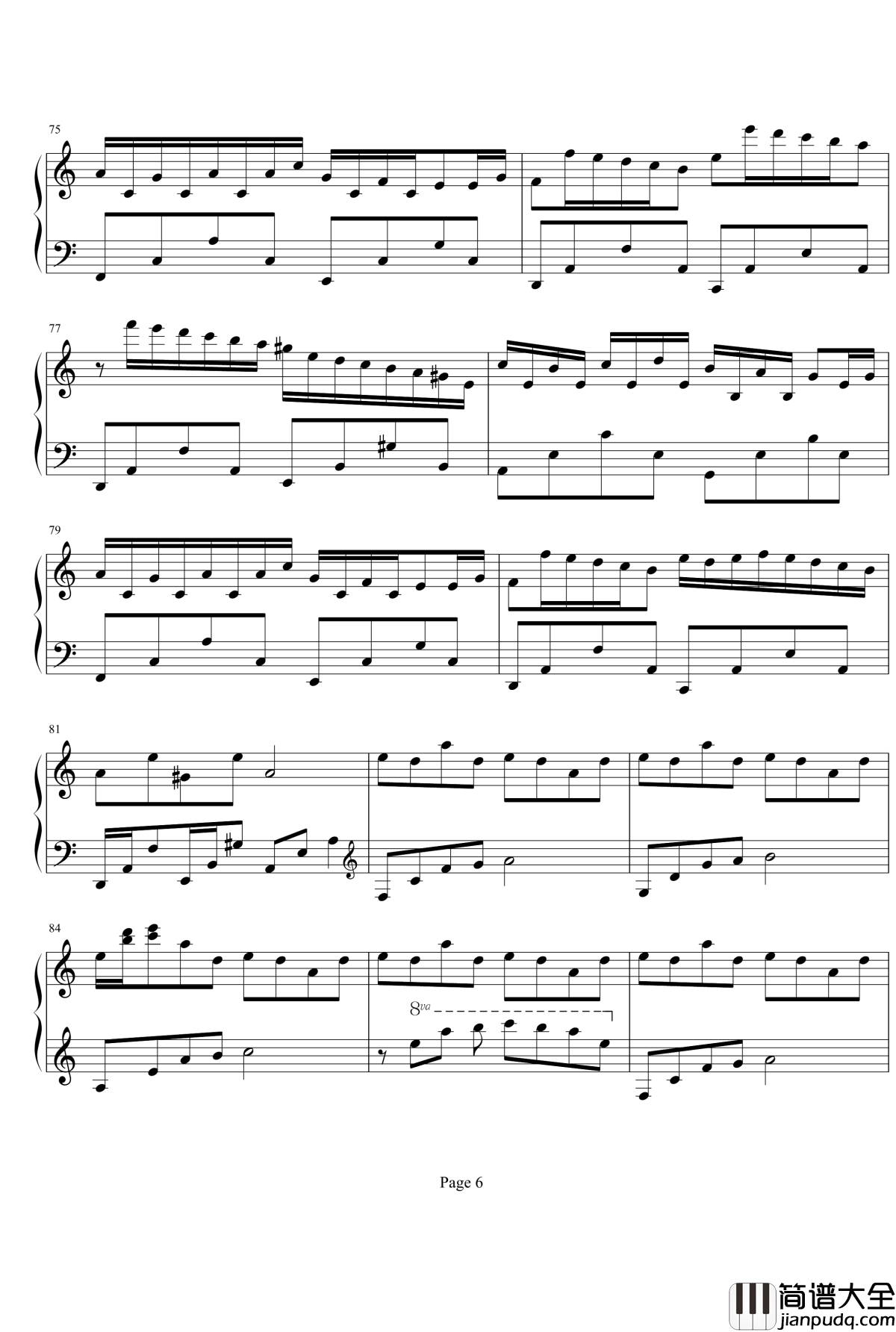 Flower_Dance钢琴谱_C调钢琴独奏简易唯美版_DJ_Okawari