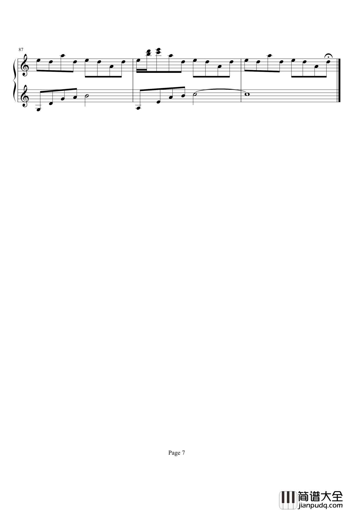 Flower_Dance钢琴谱_C调钢琴独奏简易唯美版_DJ_Okawari