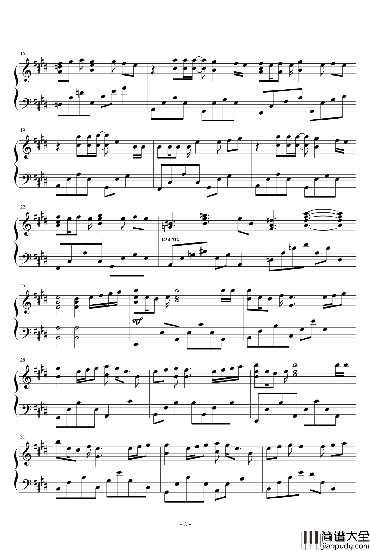 战场原、荡漾钢琴谱_化物语_【第五话_表白曲】【MSYM】