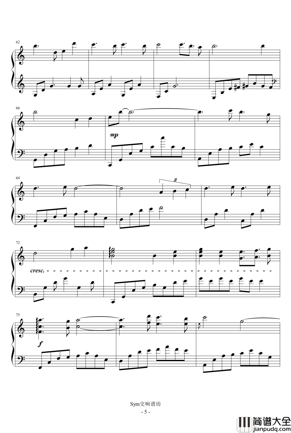 Somewhere_in_Time钢琴谱_时光倒流七十年【Wayne_Gratz】