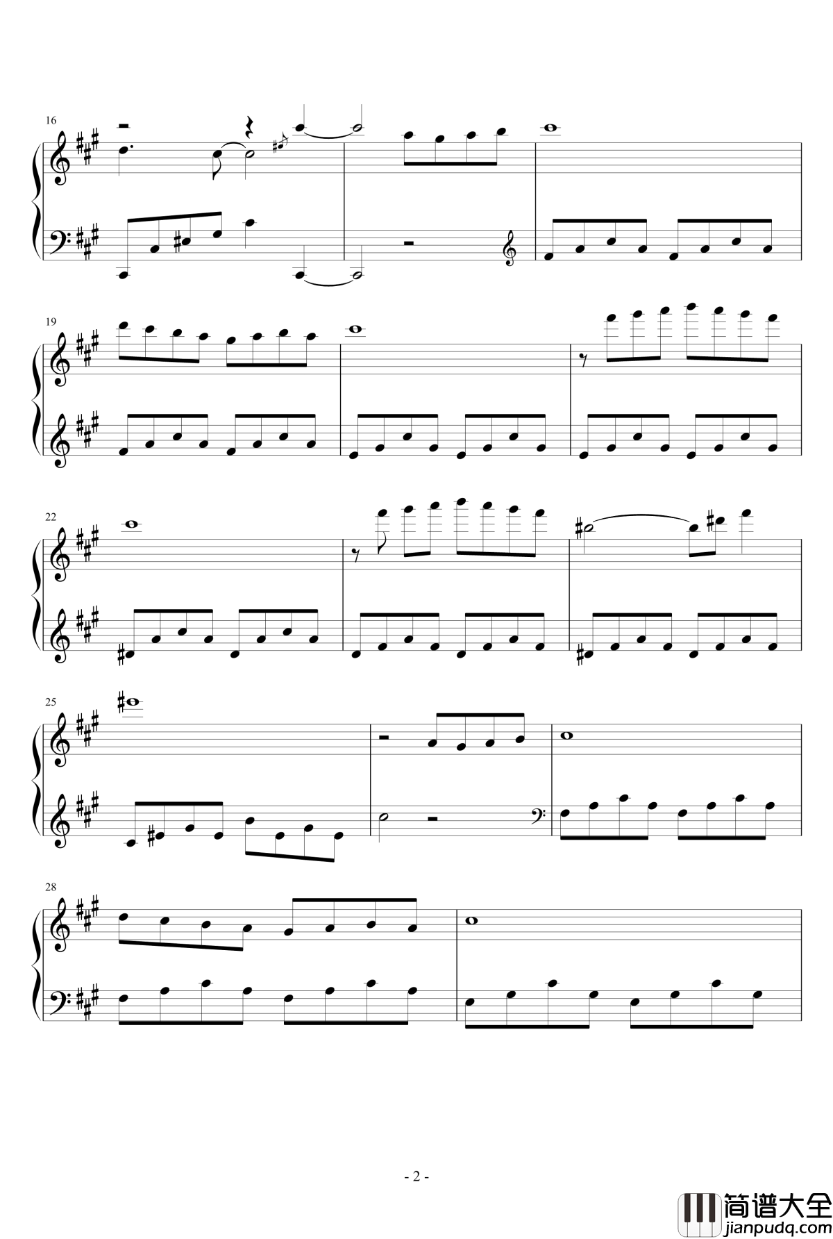 卡特兰之梦钢琴谱_二_适配