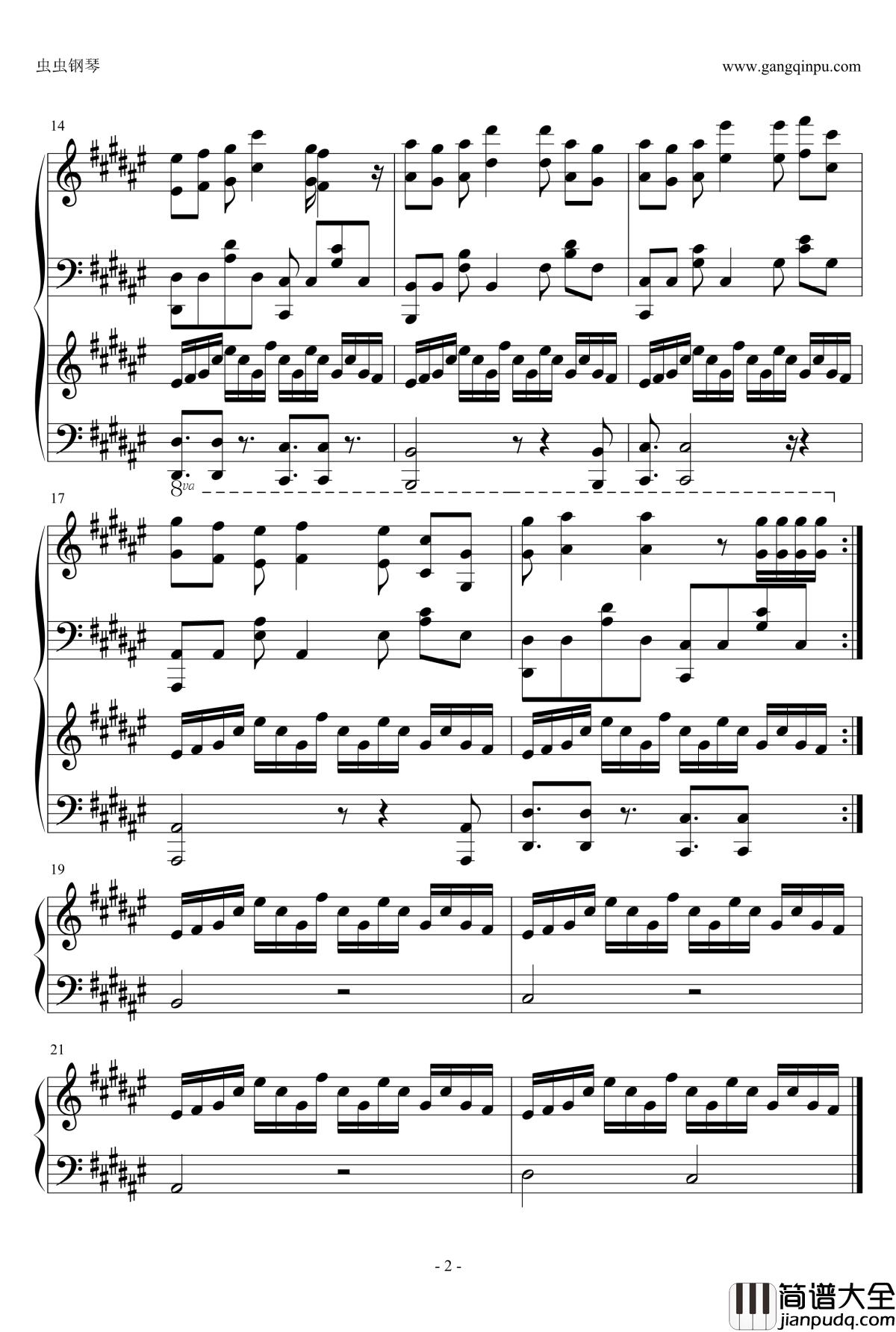 アゲイン钢琴谱__四月是你的谎言_插曲