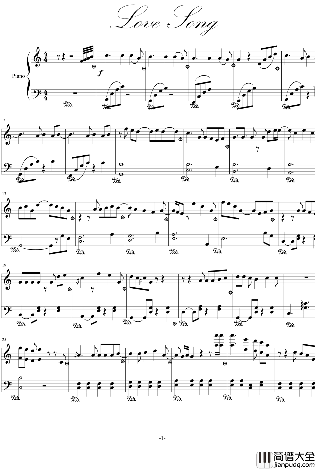 love_song钢琴谱_山下智久