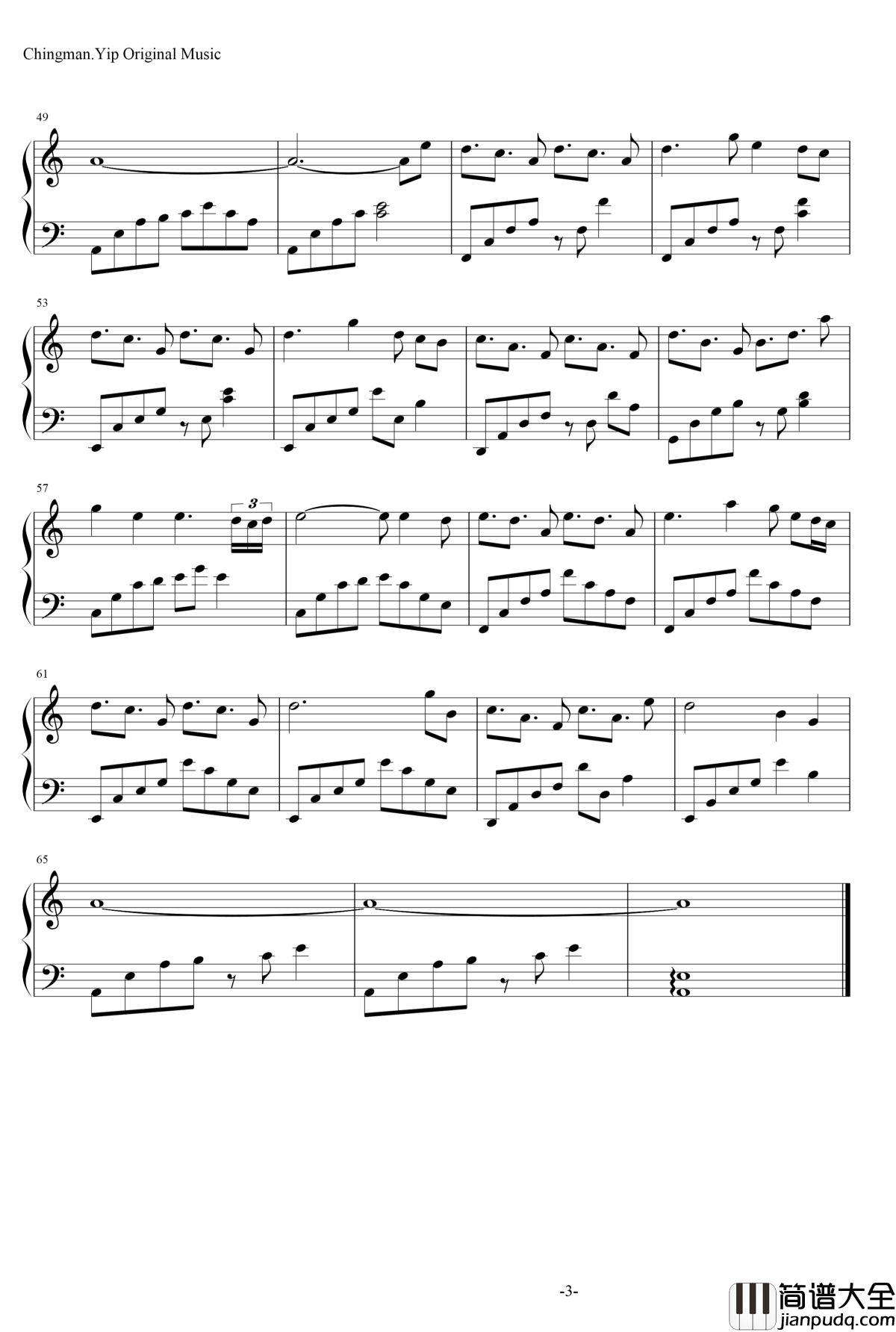 花之舞钢琴谱_Yip_Chingman