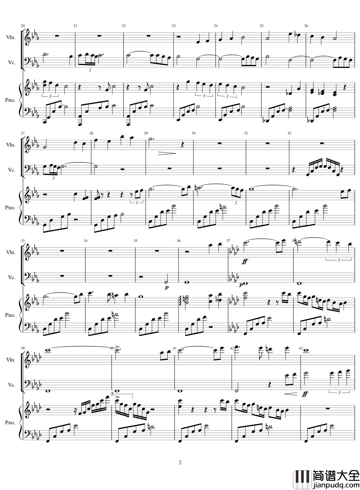 Legend_of_the_Wind钢琴谱_Trio_久石让_三重奏