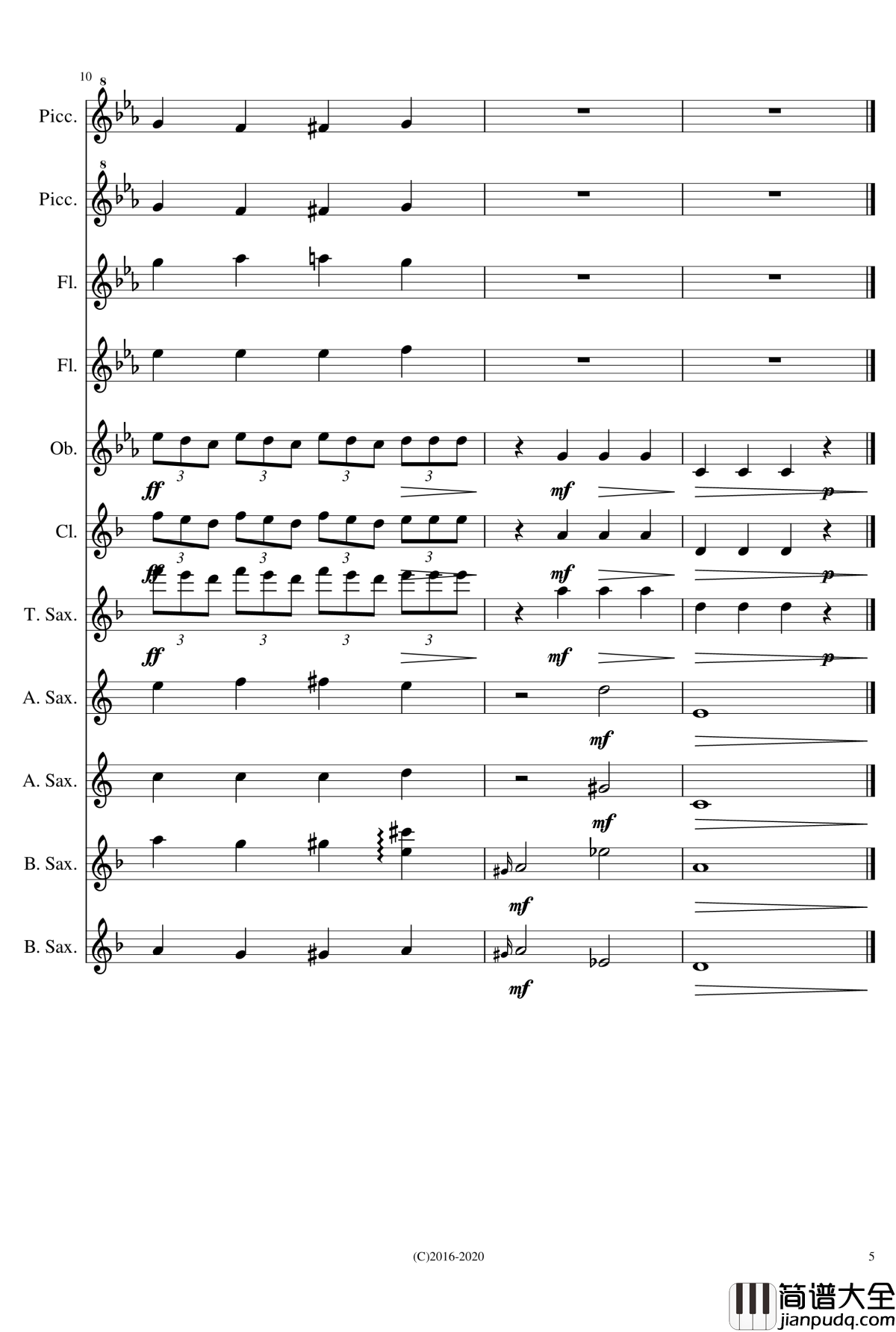 黑色星期天钢琴谱_木管合奏_NecroDavid