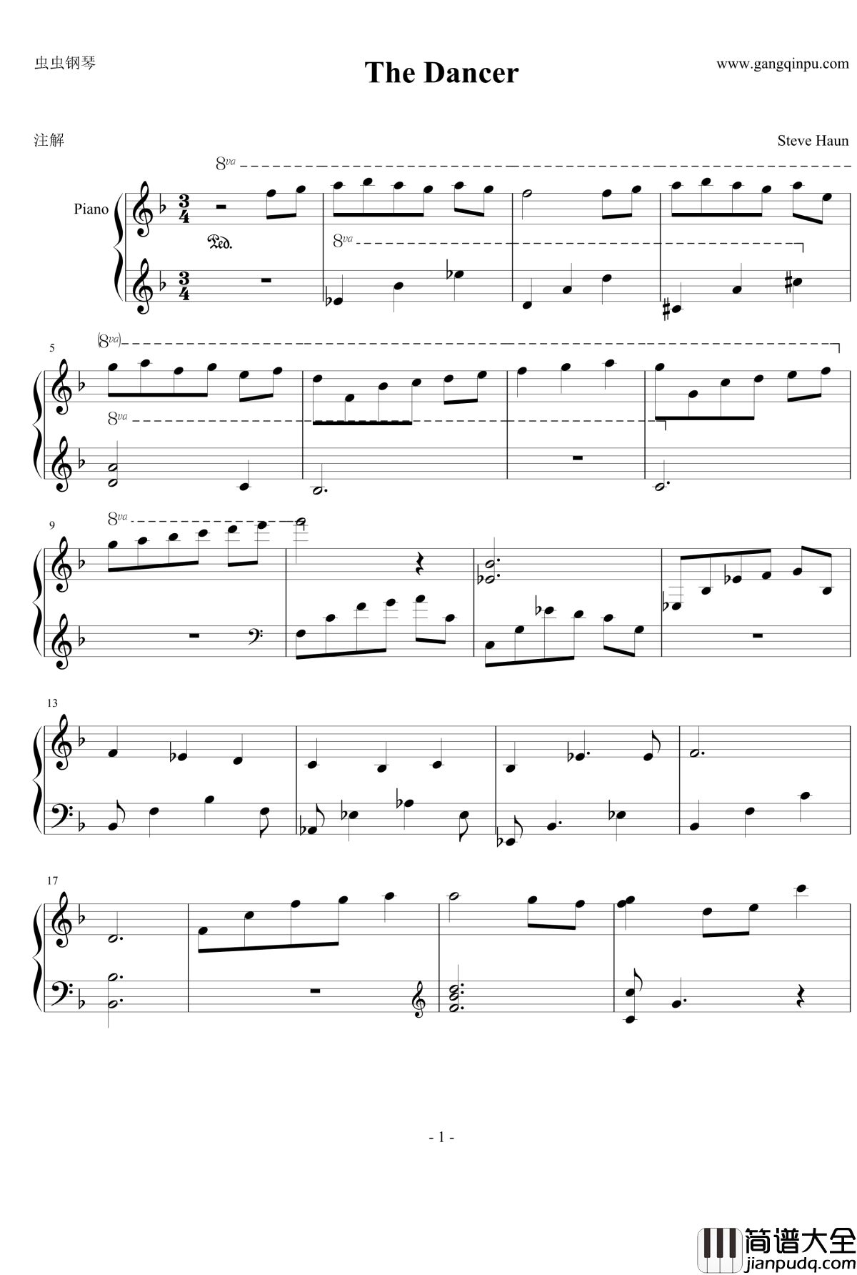 The_Dancer钢琴谱_steve_haun