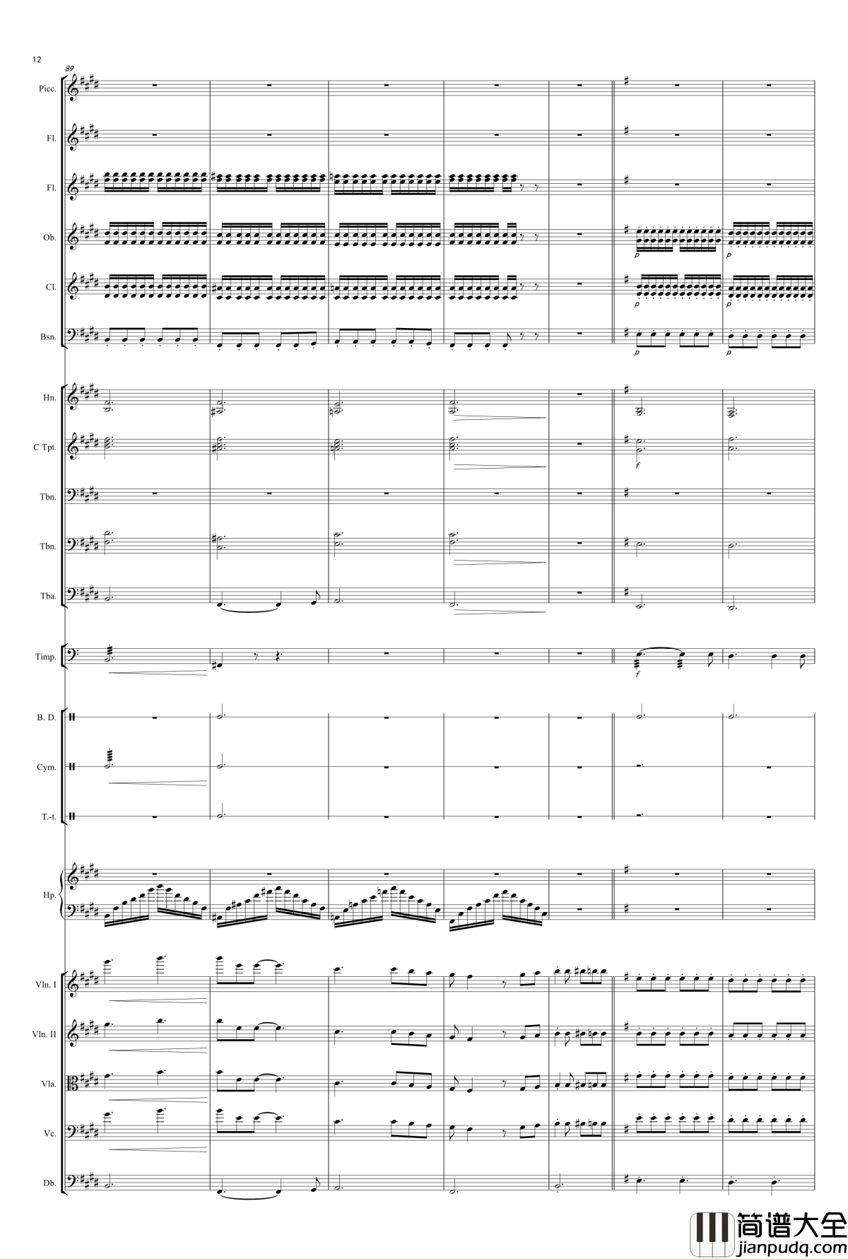 浮夸钢琴谱_陈奕迅_交响乐版