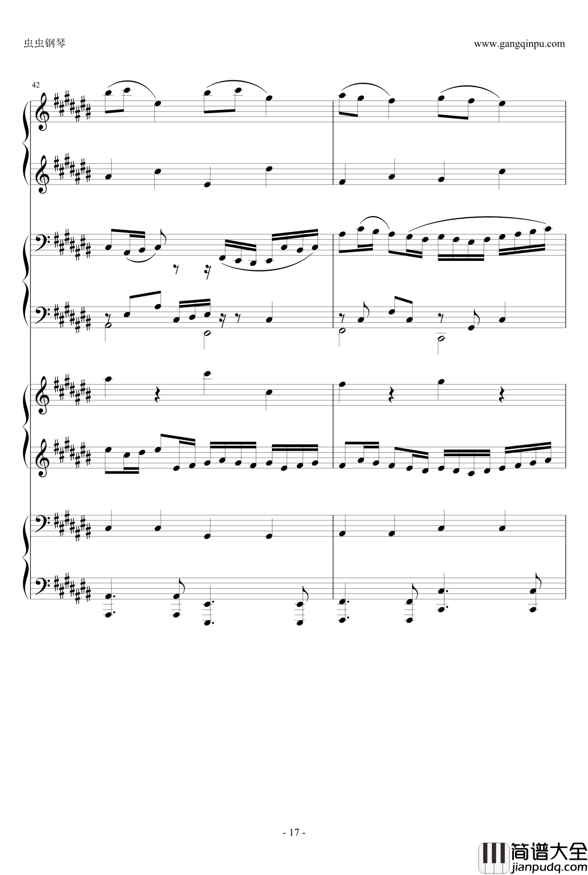 Pachelbel钢琴谱_升C大调卡农之八手莲华_帕赫贝尔